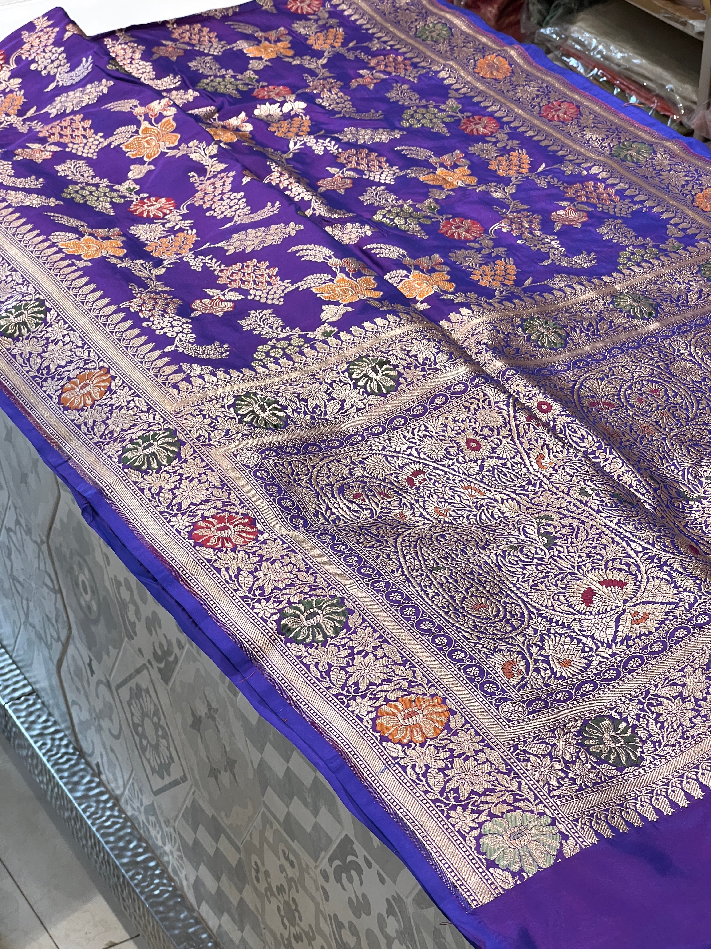 Purple Meenakari Katan Silk Saree