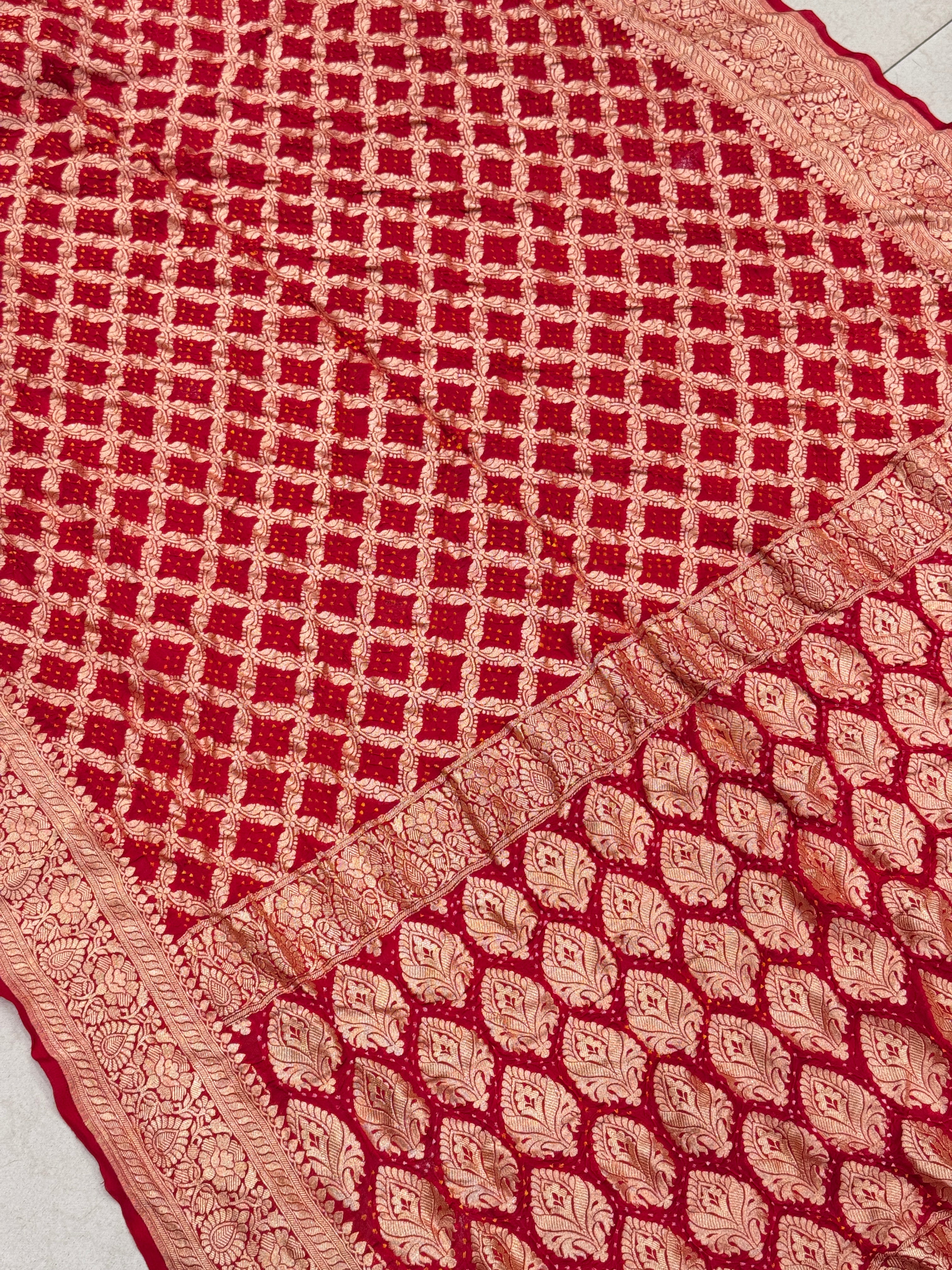 Red Bandhej Bandhini Saree