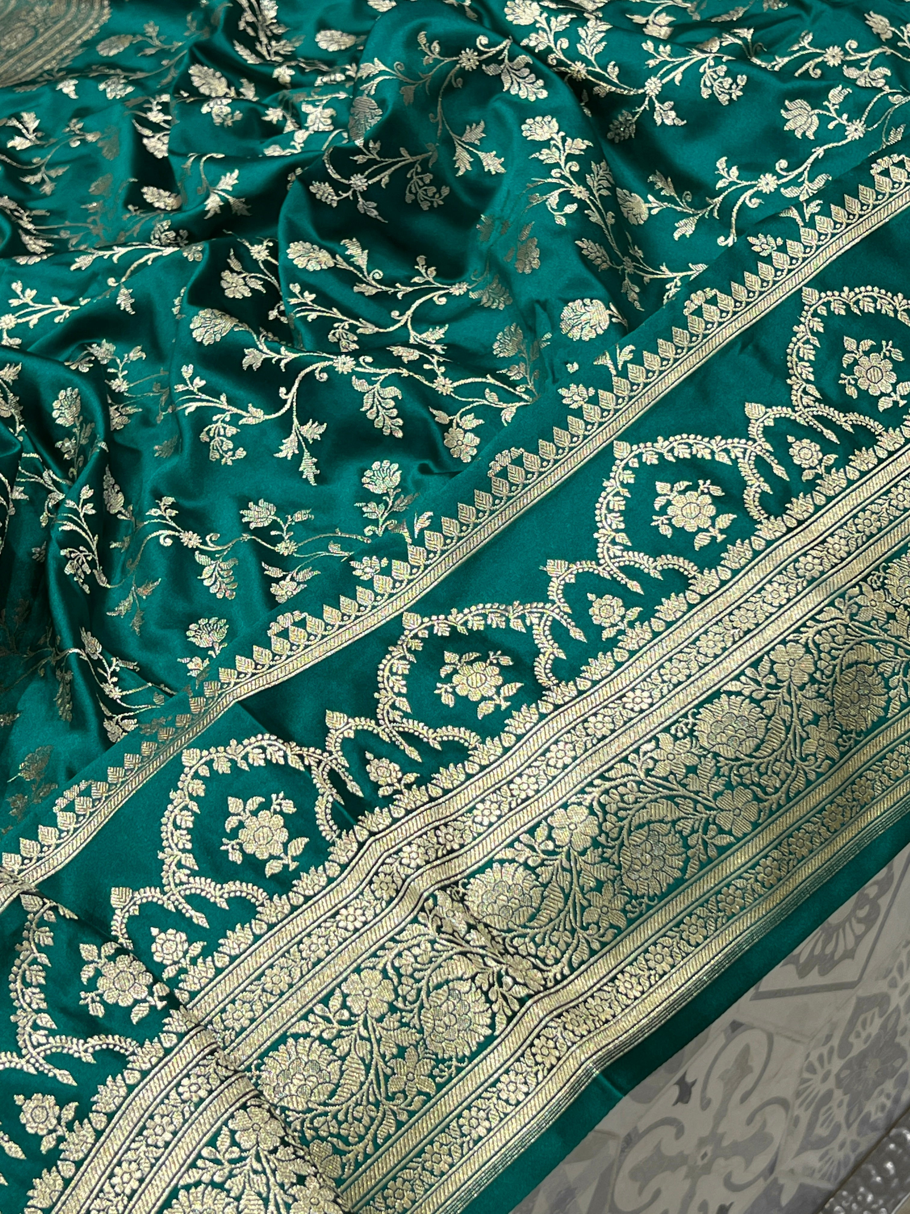 Warm Teal Green Banarasi Silk Saree