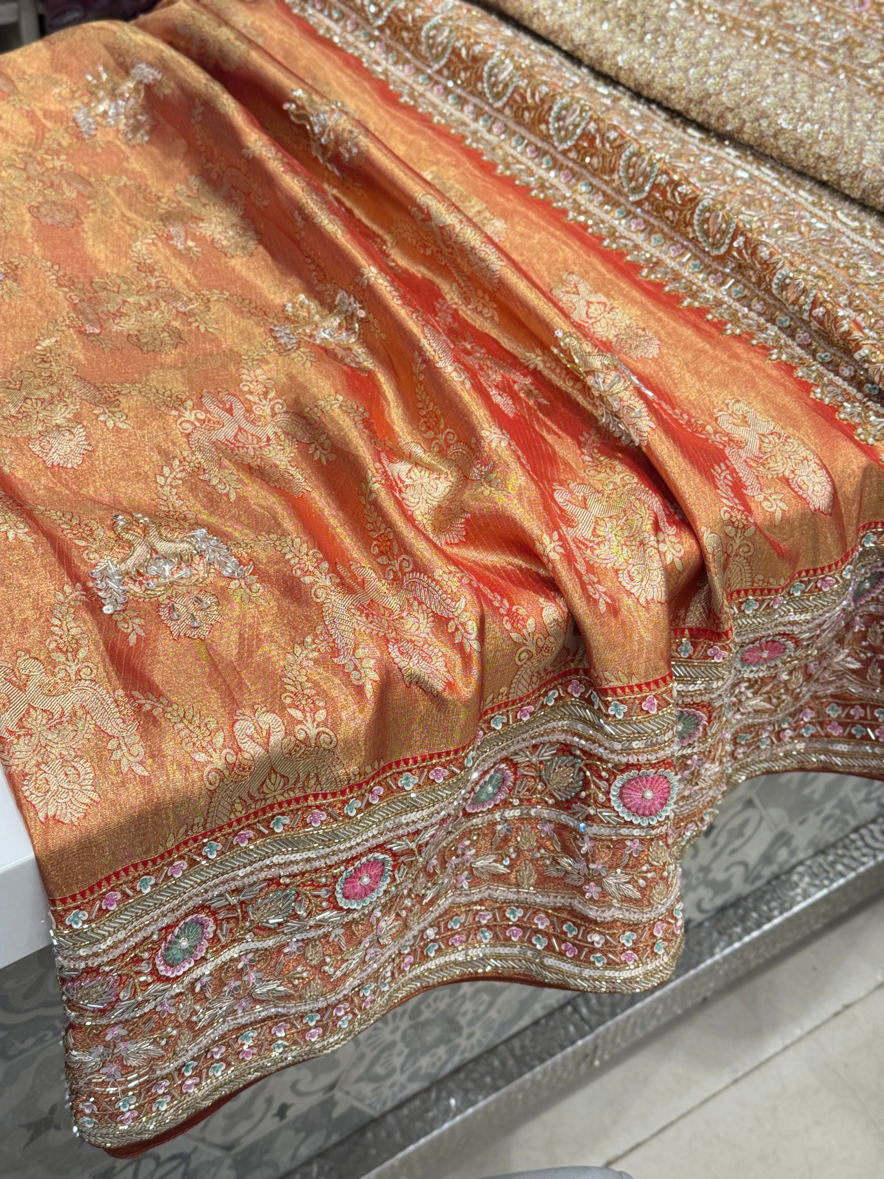 Red Kanjivaram Peacocks Hand Embroidery Saree