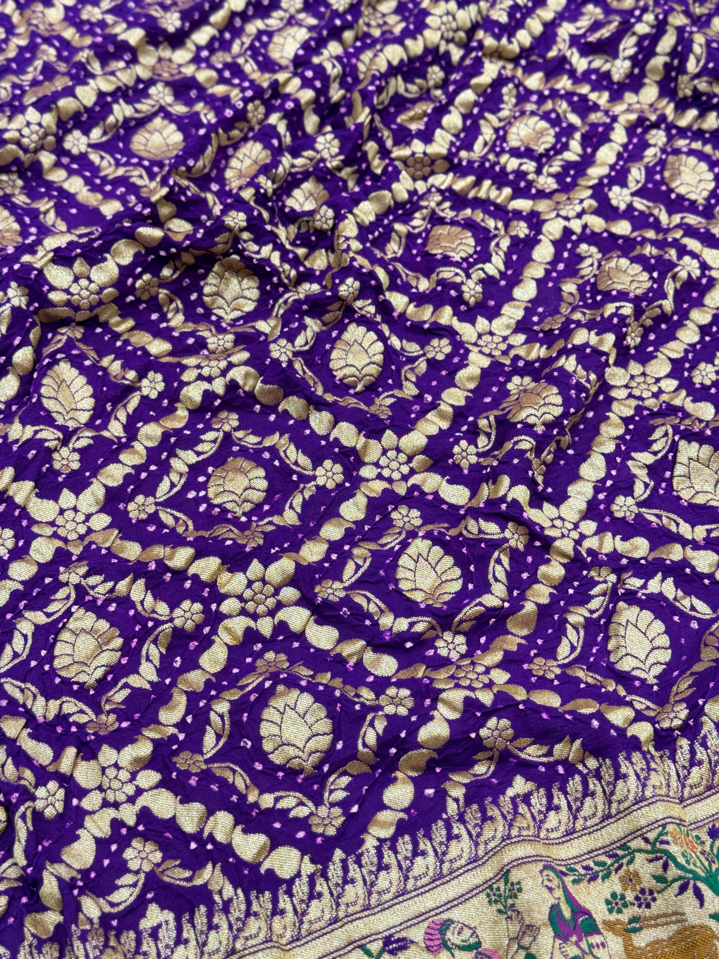 Violet Meenakari Rai Forest Theme Bandhej Saree