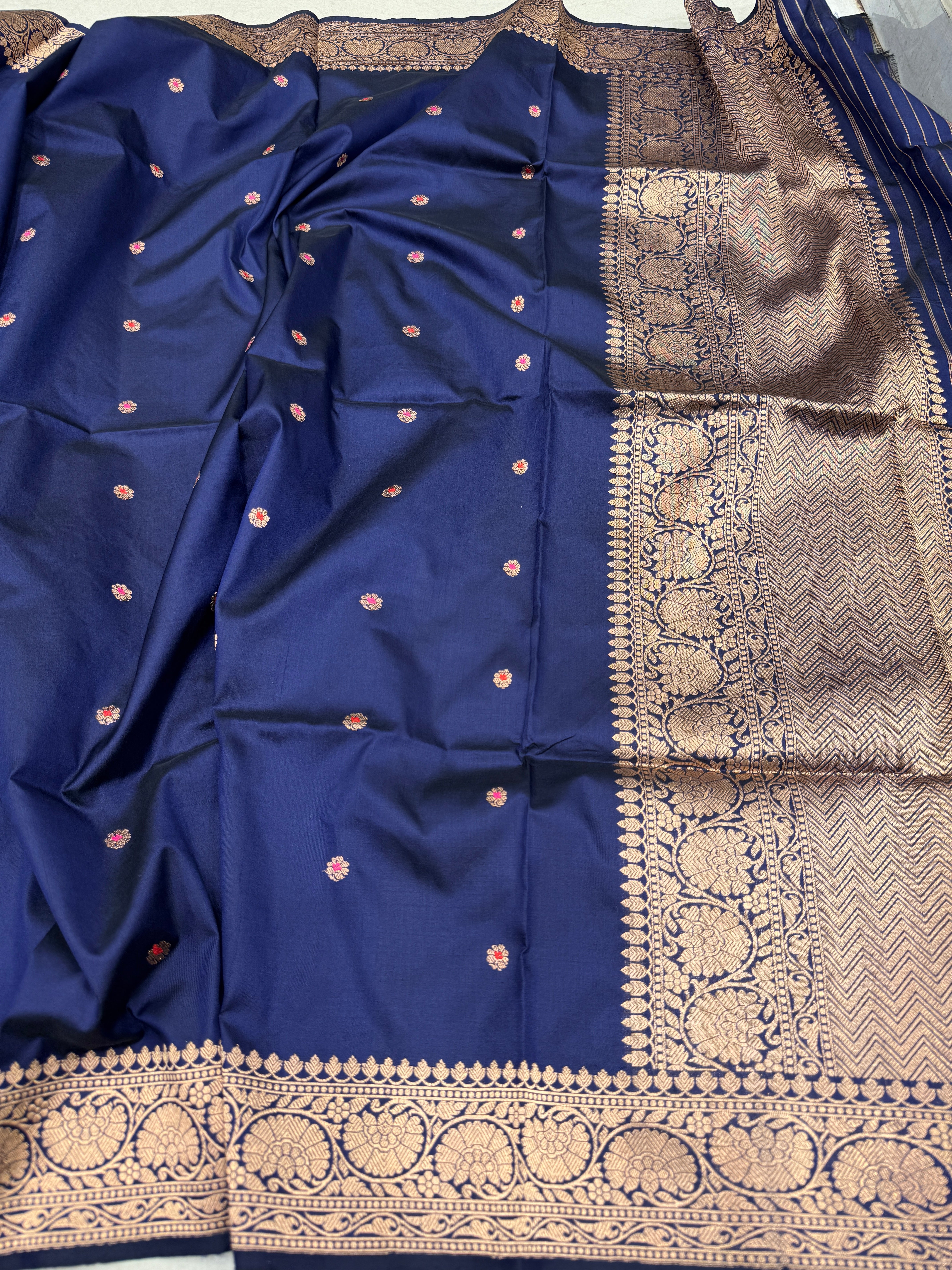 Blue Handloom Banarasi Dupatta Meena Buttis