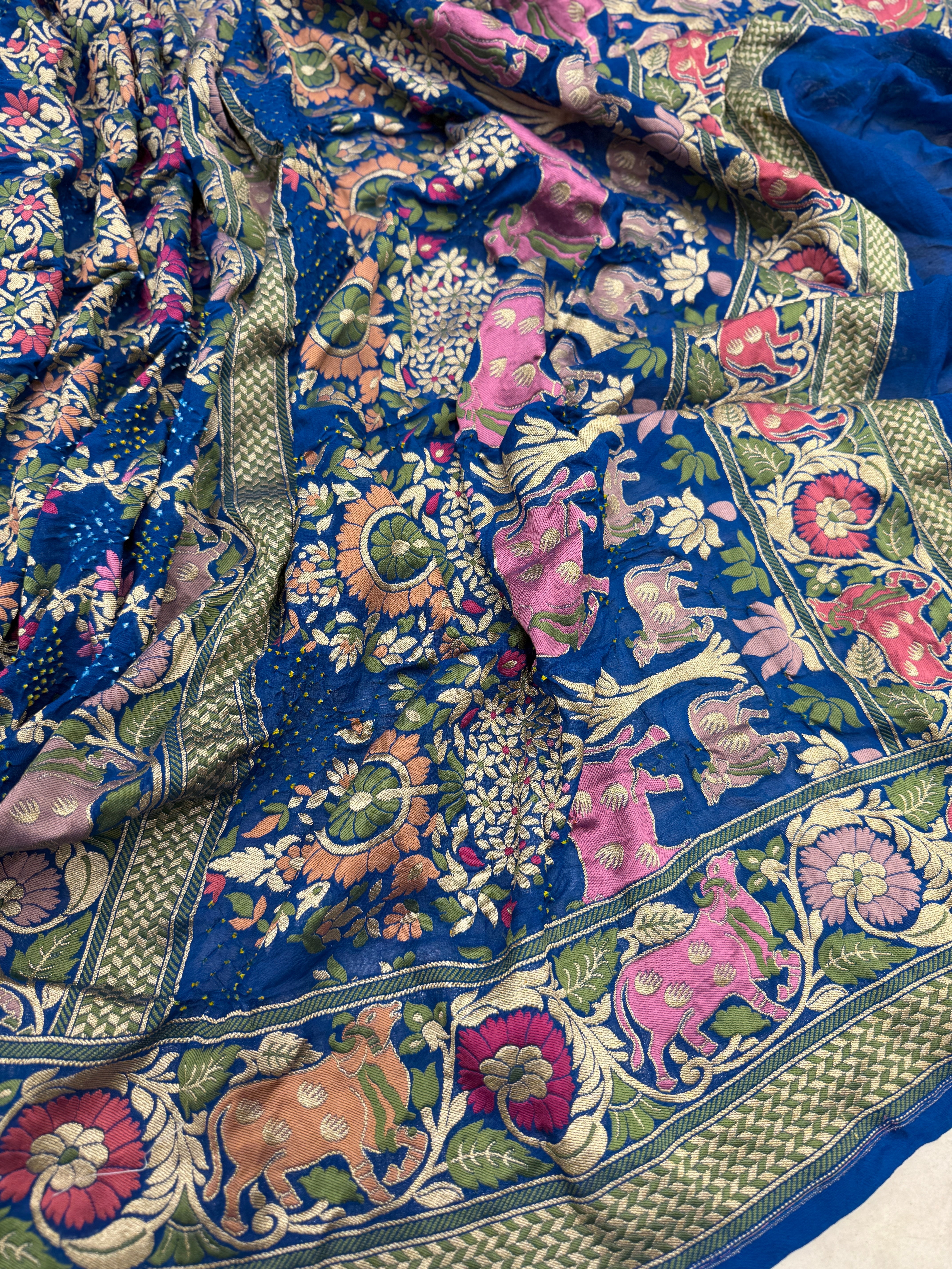 Pichwai Weave Meenakari Rai Bandhej Saree