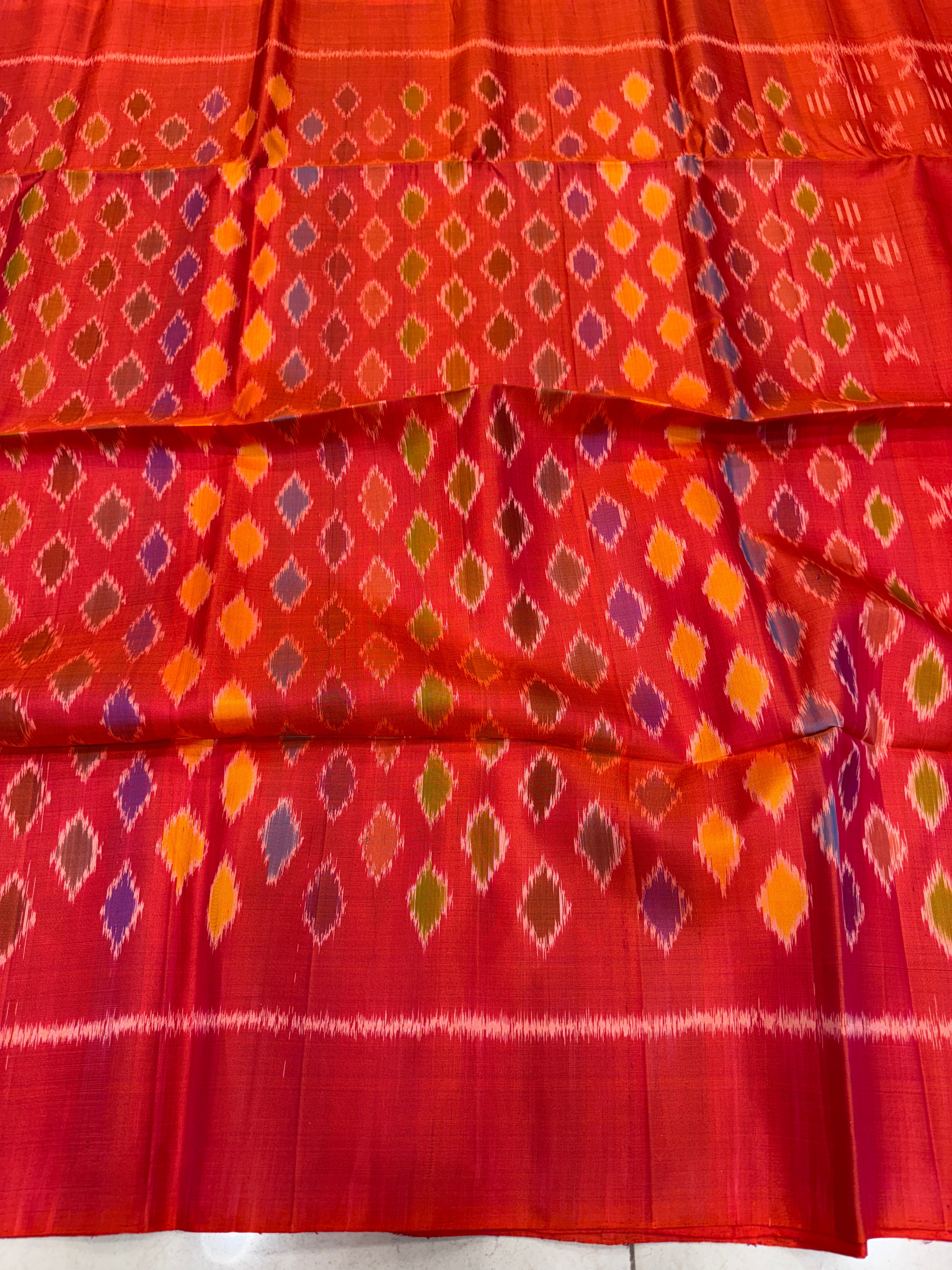 Red Contemporary Pochampally Ikat Patola Saree