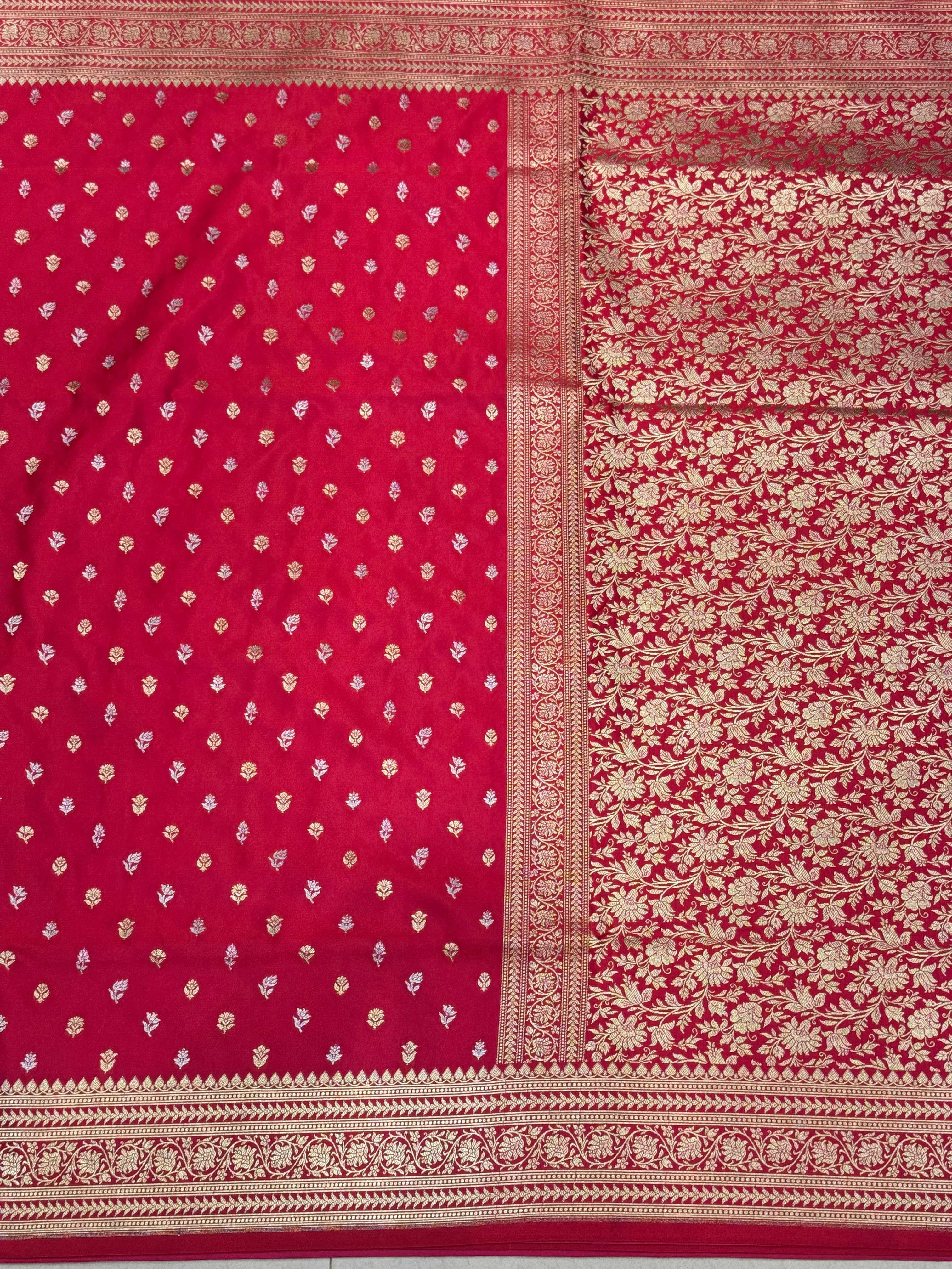 Crimson Red Banarasi Butti Banarasi Silk Saree
