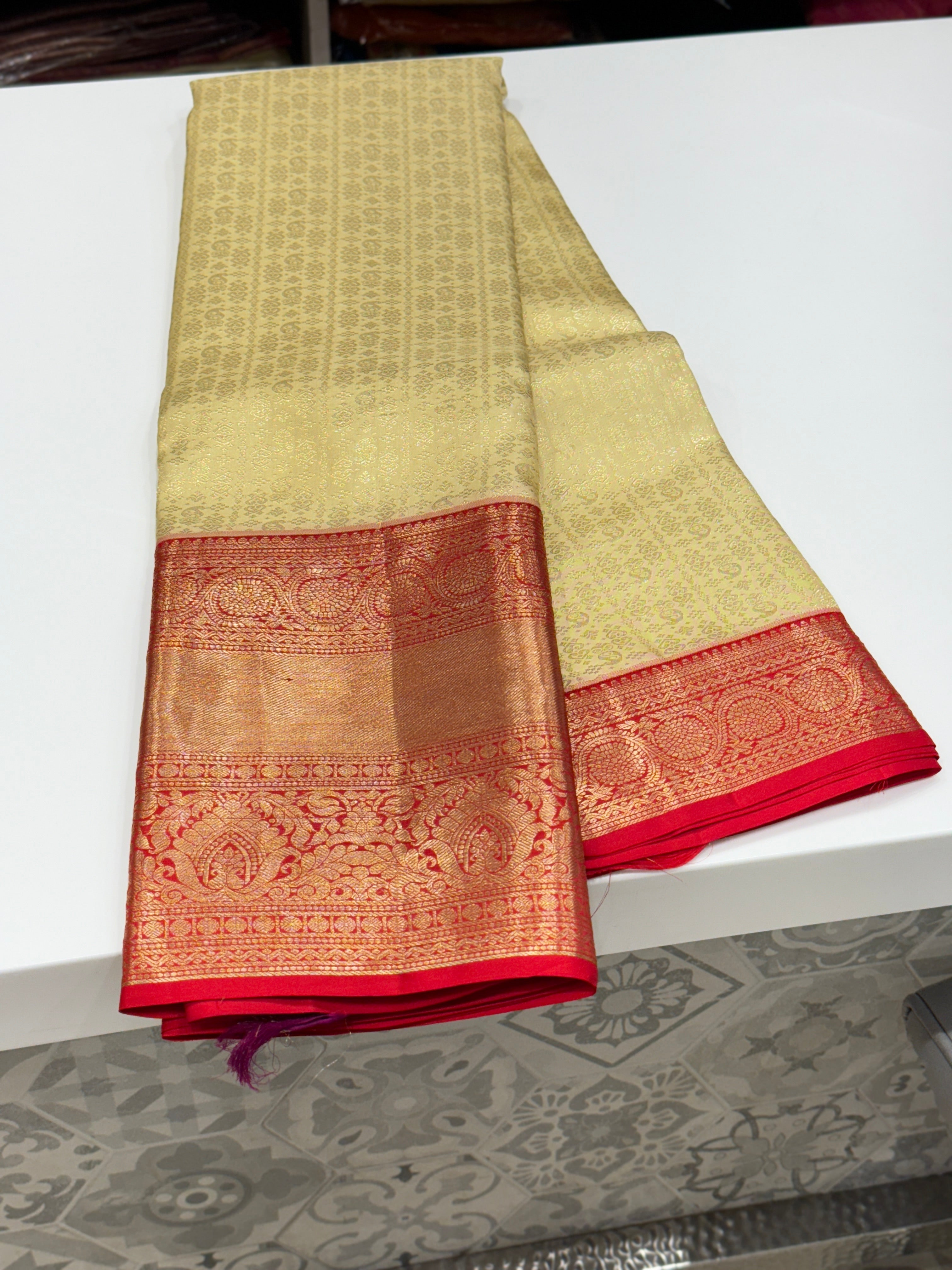 Light Beige Kanjivaram Silk Saree