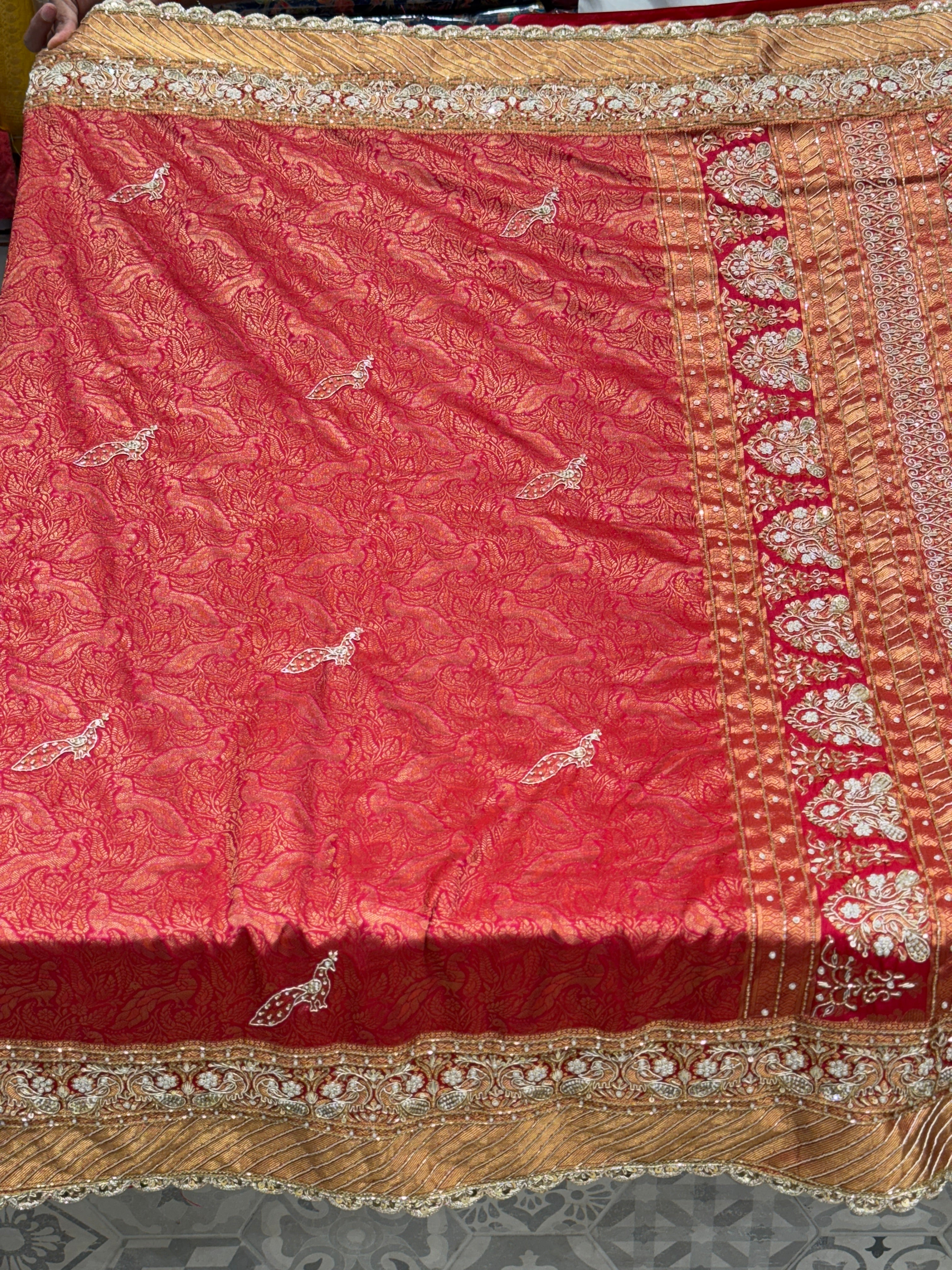 Crimson Kanjivaram Zardosi Hand Embroidery Saree