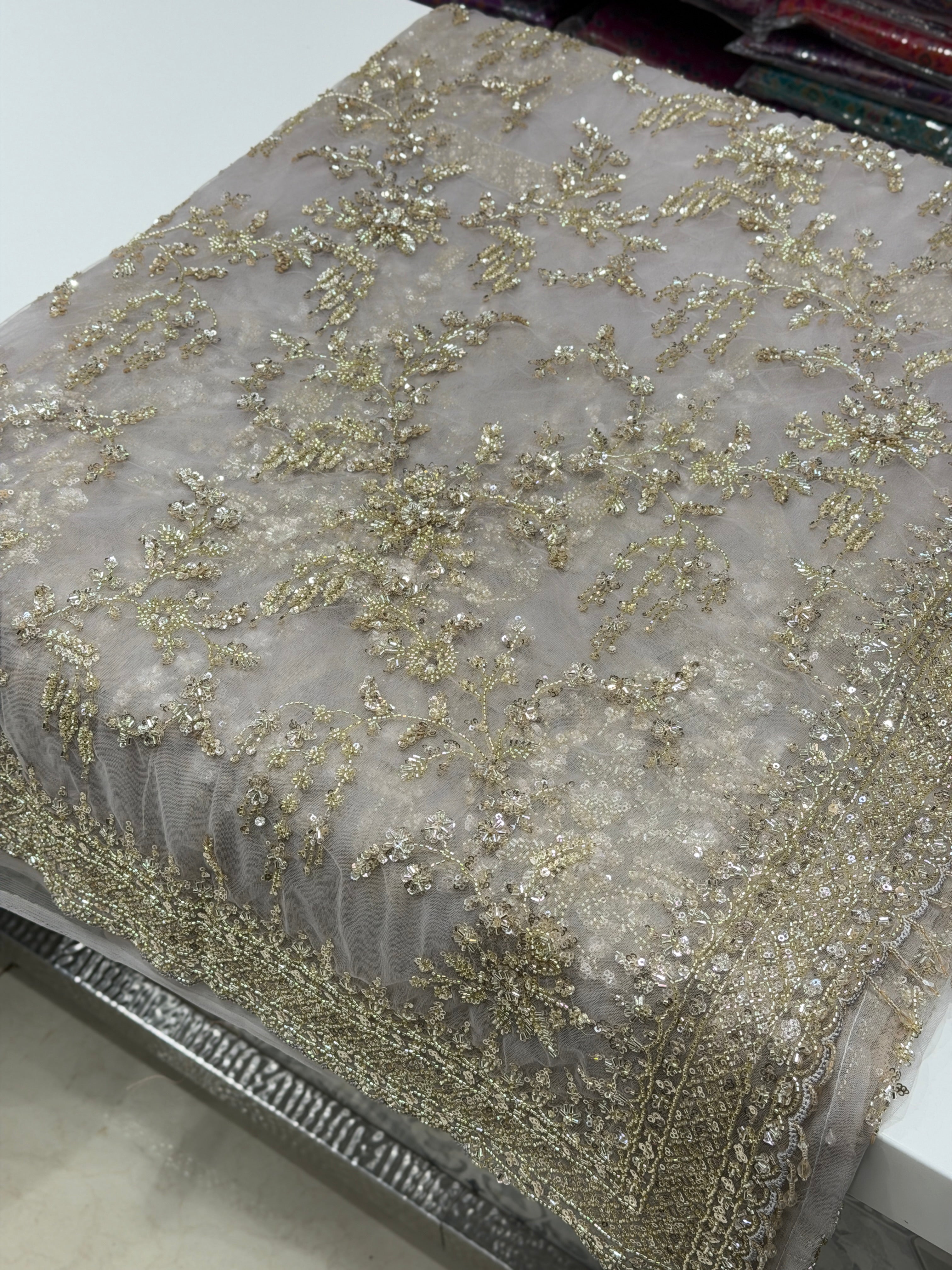Mauve Moti Sequin Jaal Soft Net Embroidery Saree