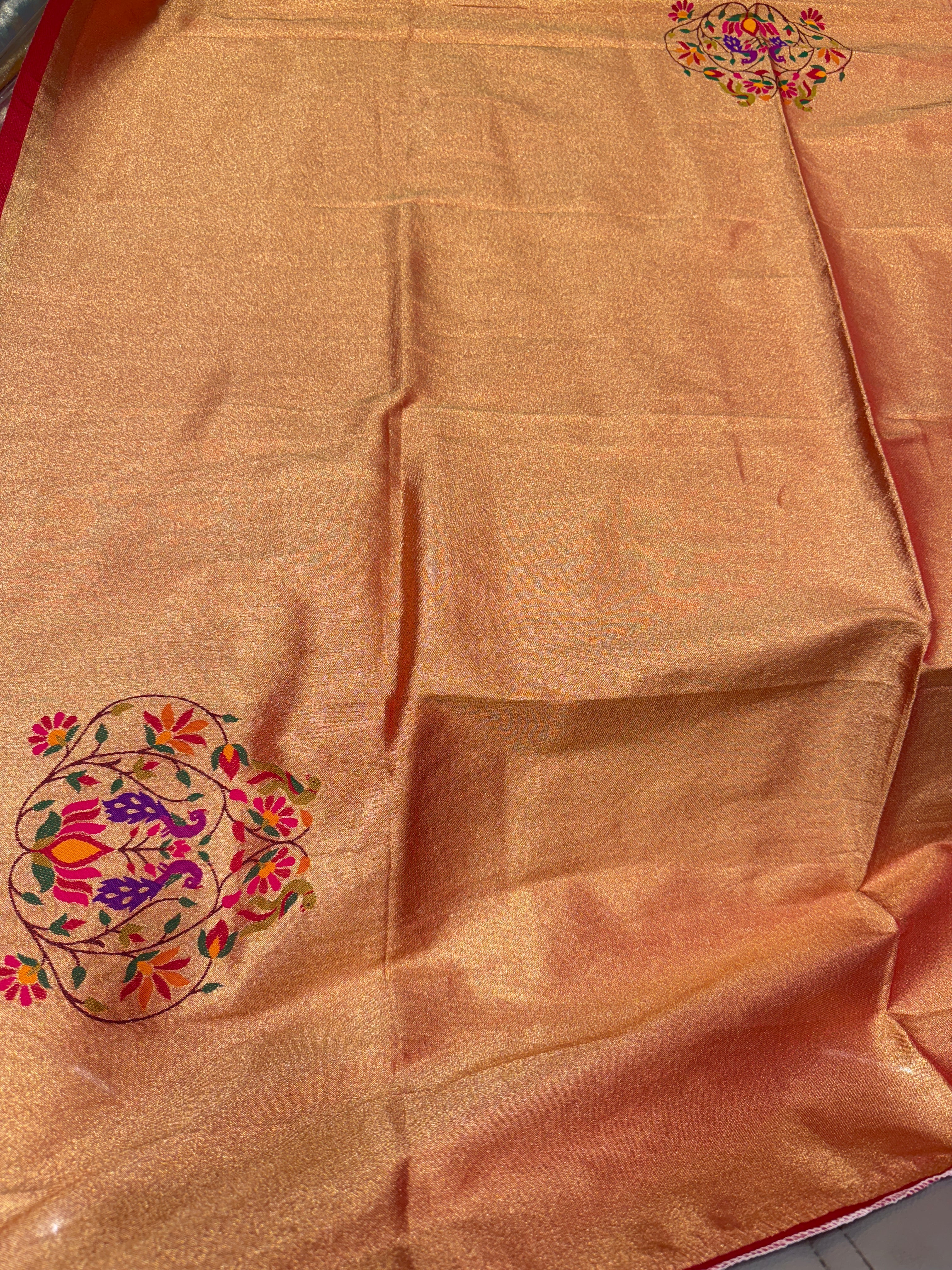 Peacock Lotus Tissue Paithani Blouse Piece