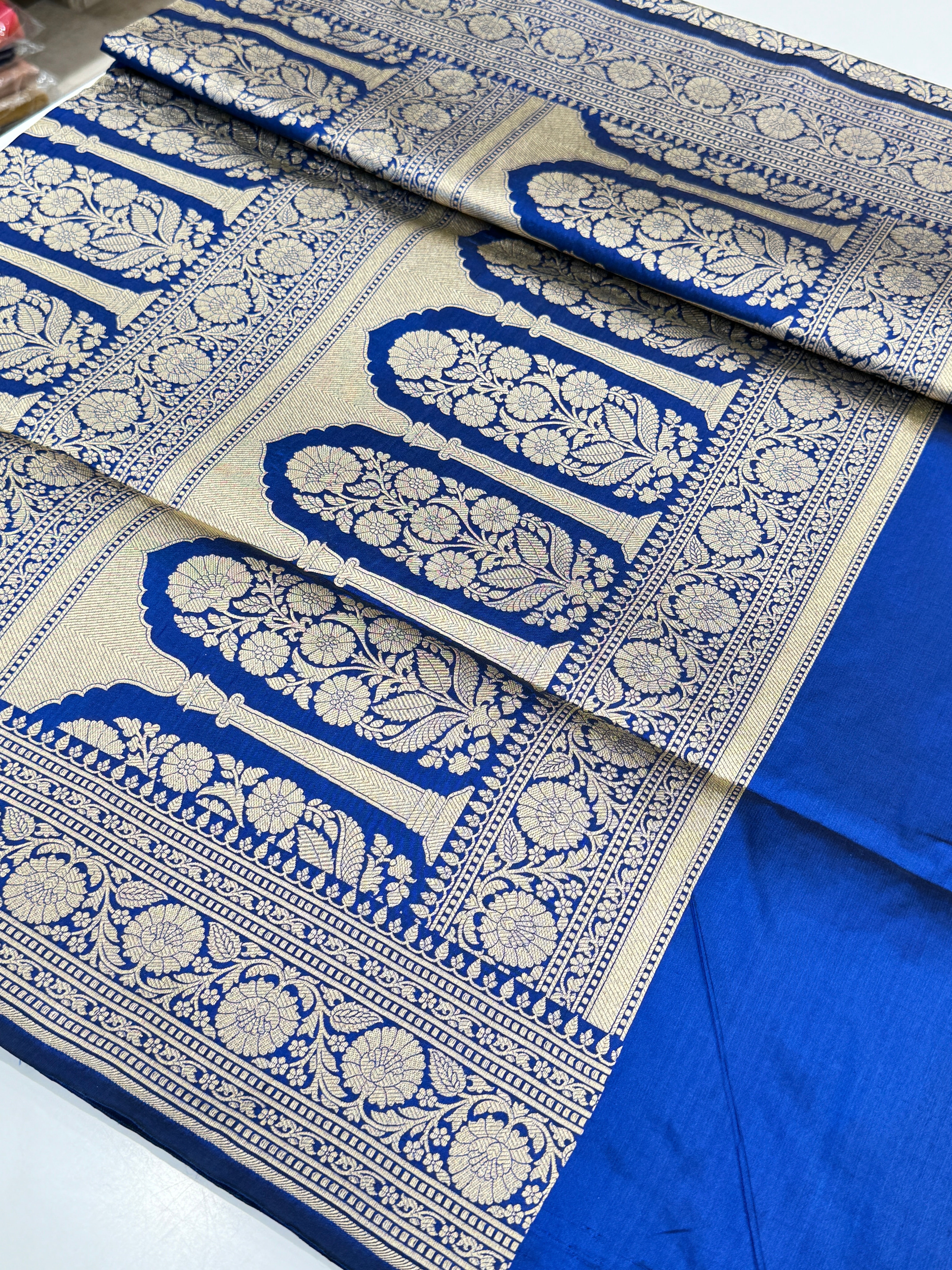 Blue Handloom Banarasi Katan Saree
