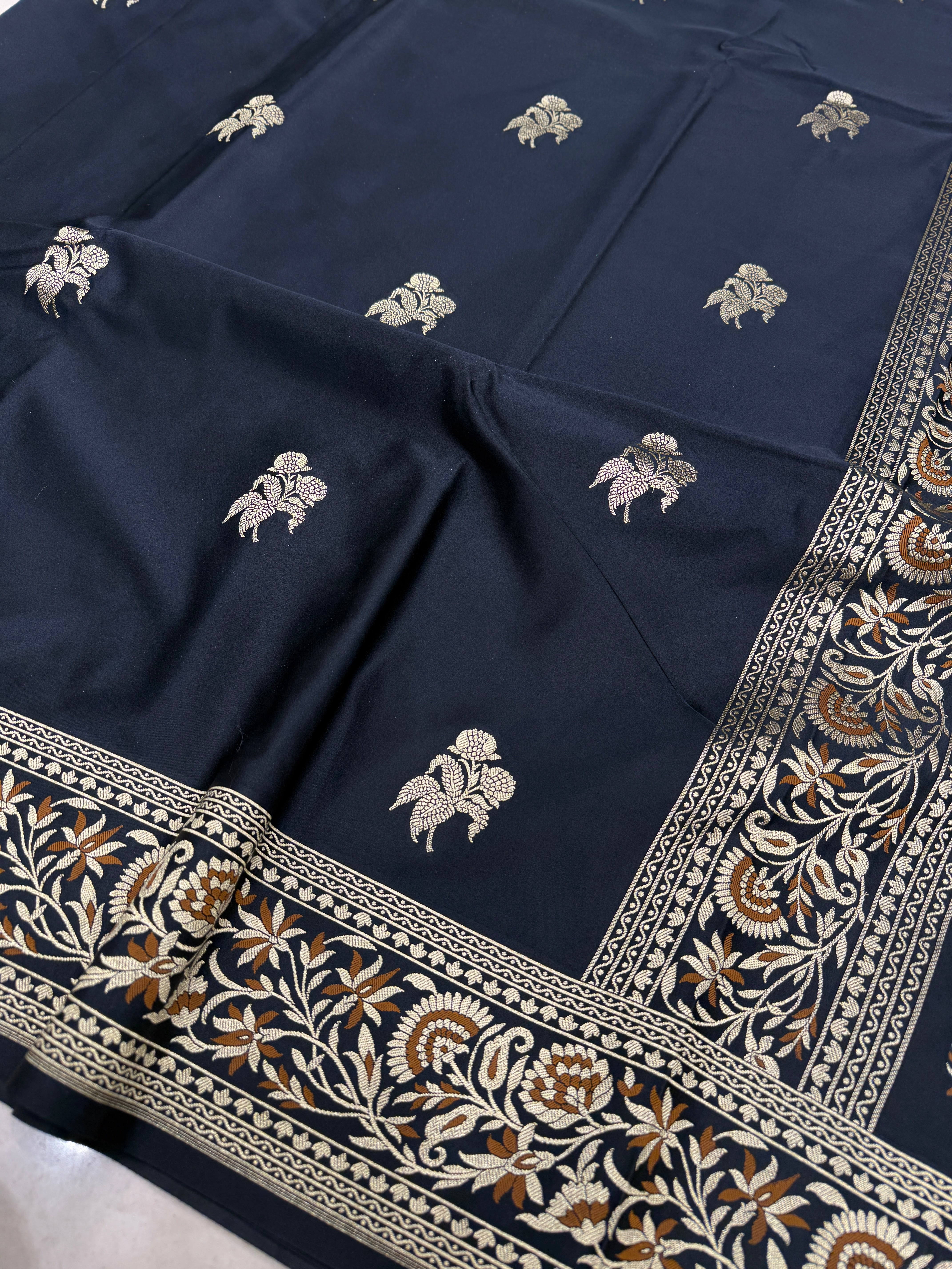 Black Rose Edit Banarasi Silk Meenakari Saree