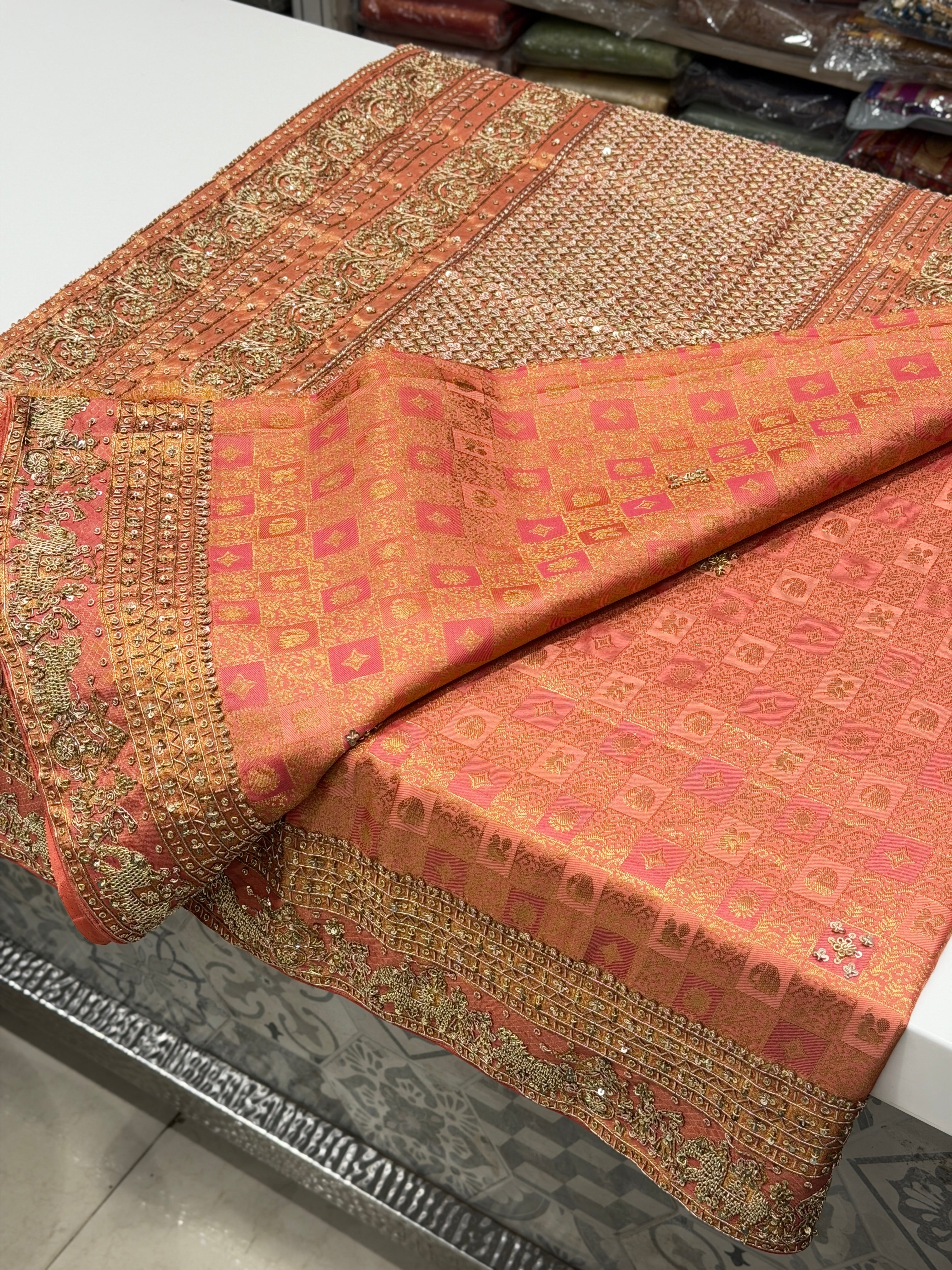Pink Kanjivaram Doli Edit Zardosi Hand Embroidery Saree