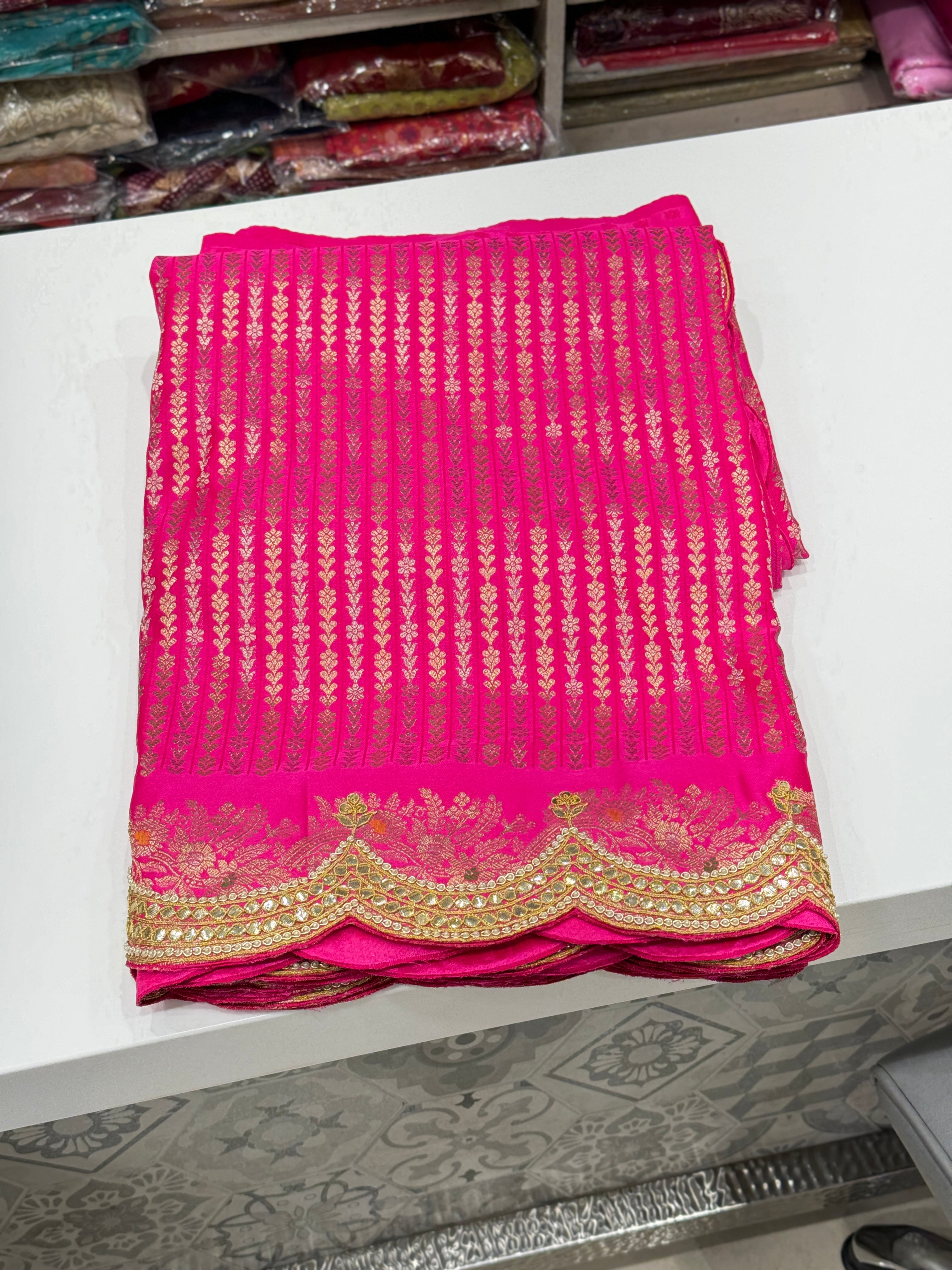 Rani Pink Banarasi Gotapatti Saree