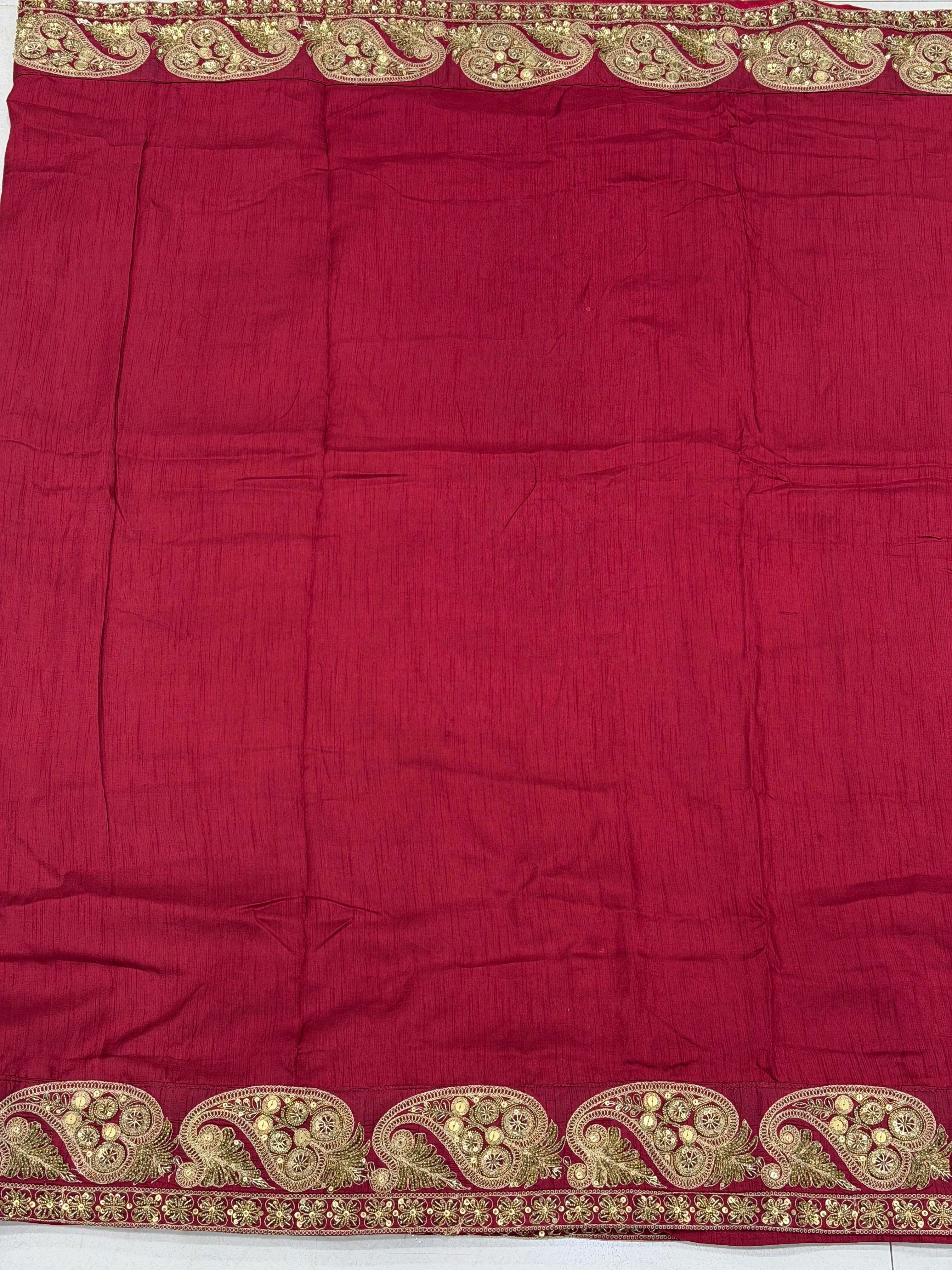 Maroon Marodi Embroidery Sabyasachi Inspired Pure Silk Border Saree