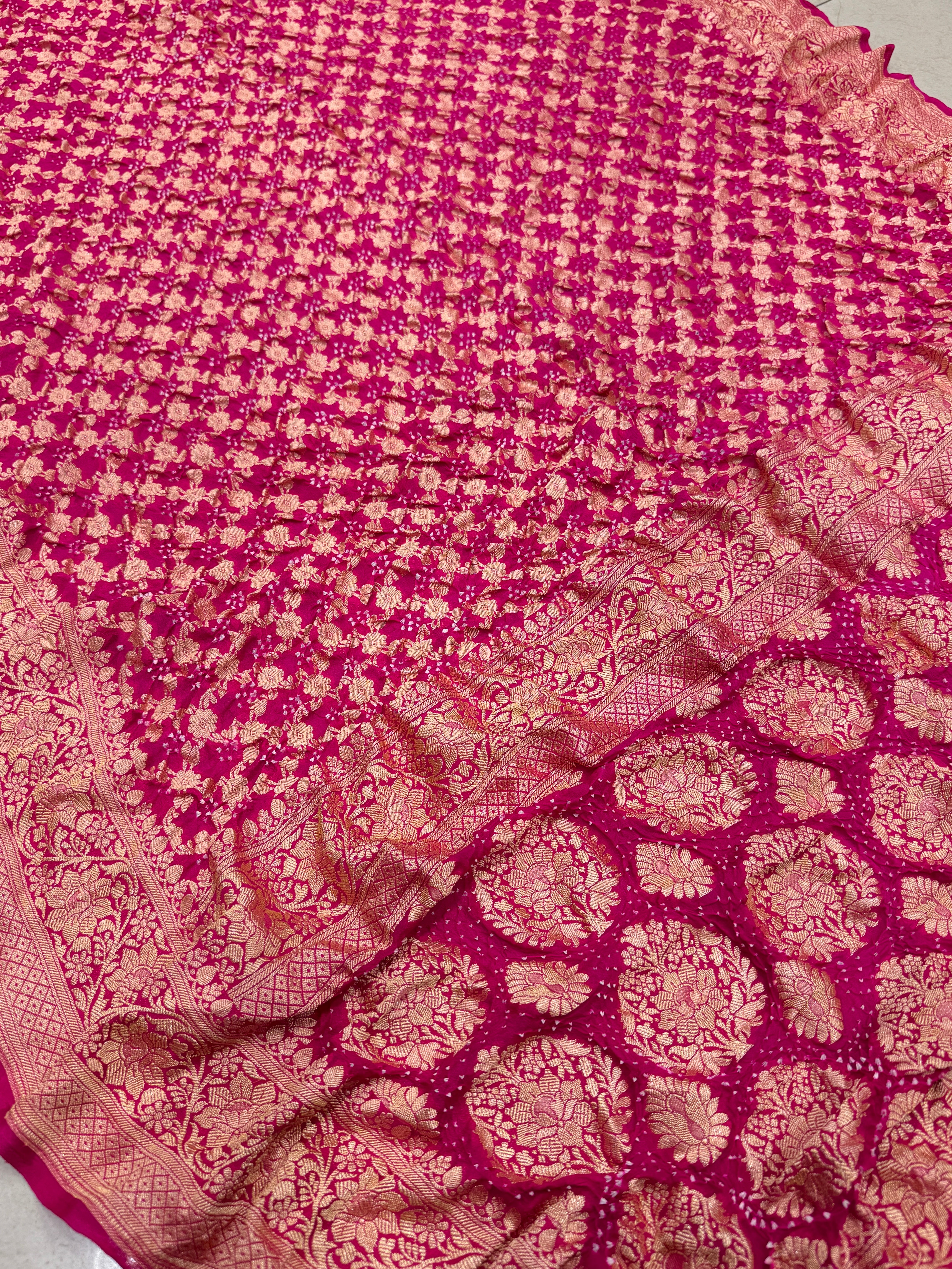 Rani Pink Bandhej Bandhini Saree