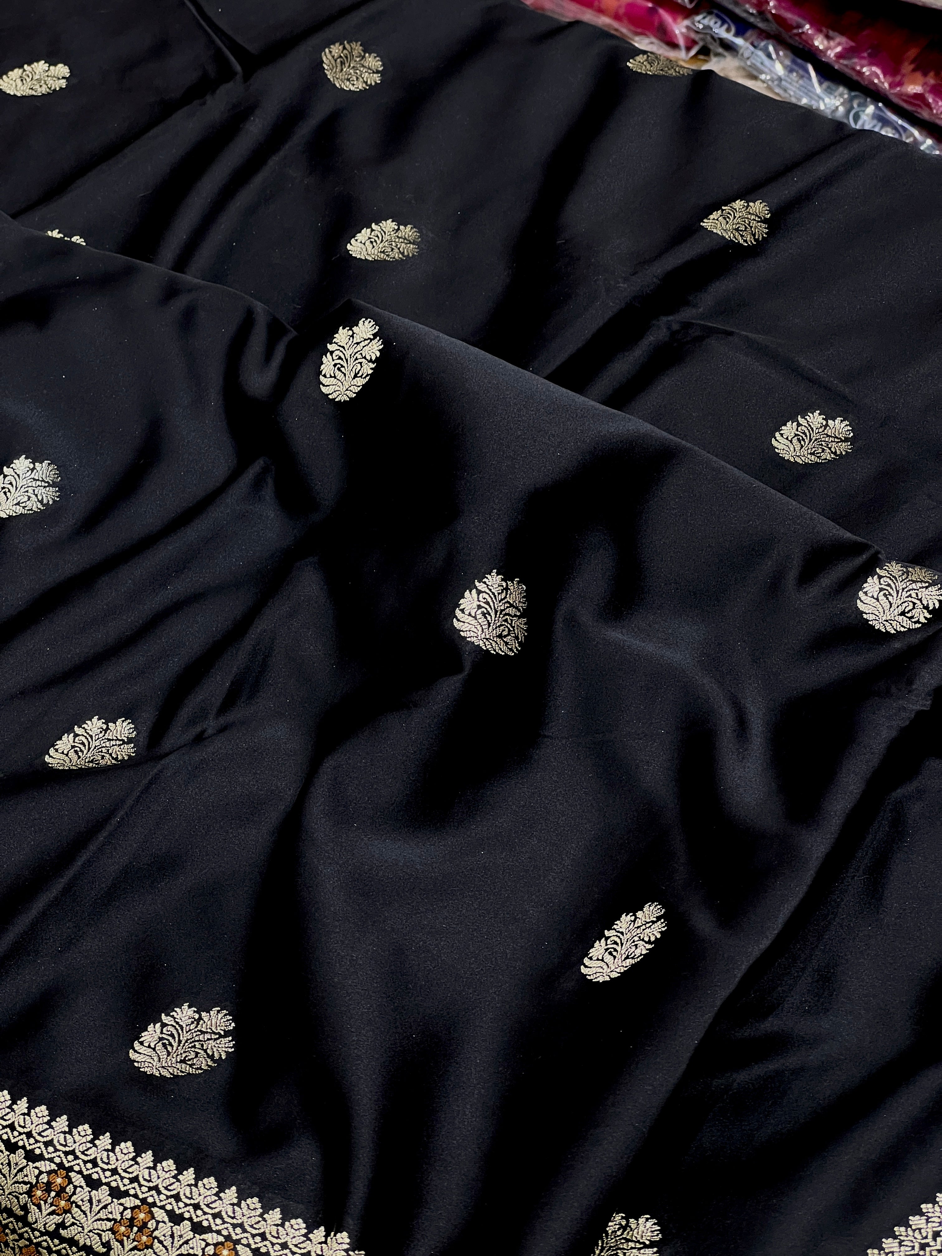 Black Banarasi Silk Butta Saree