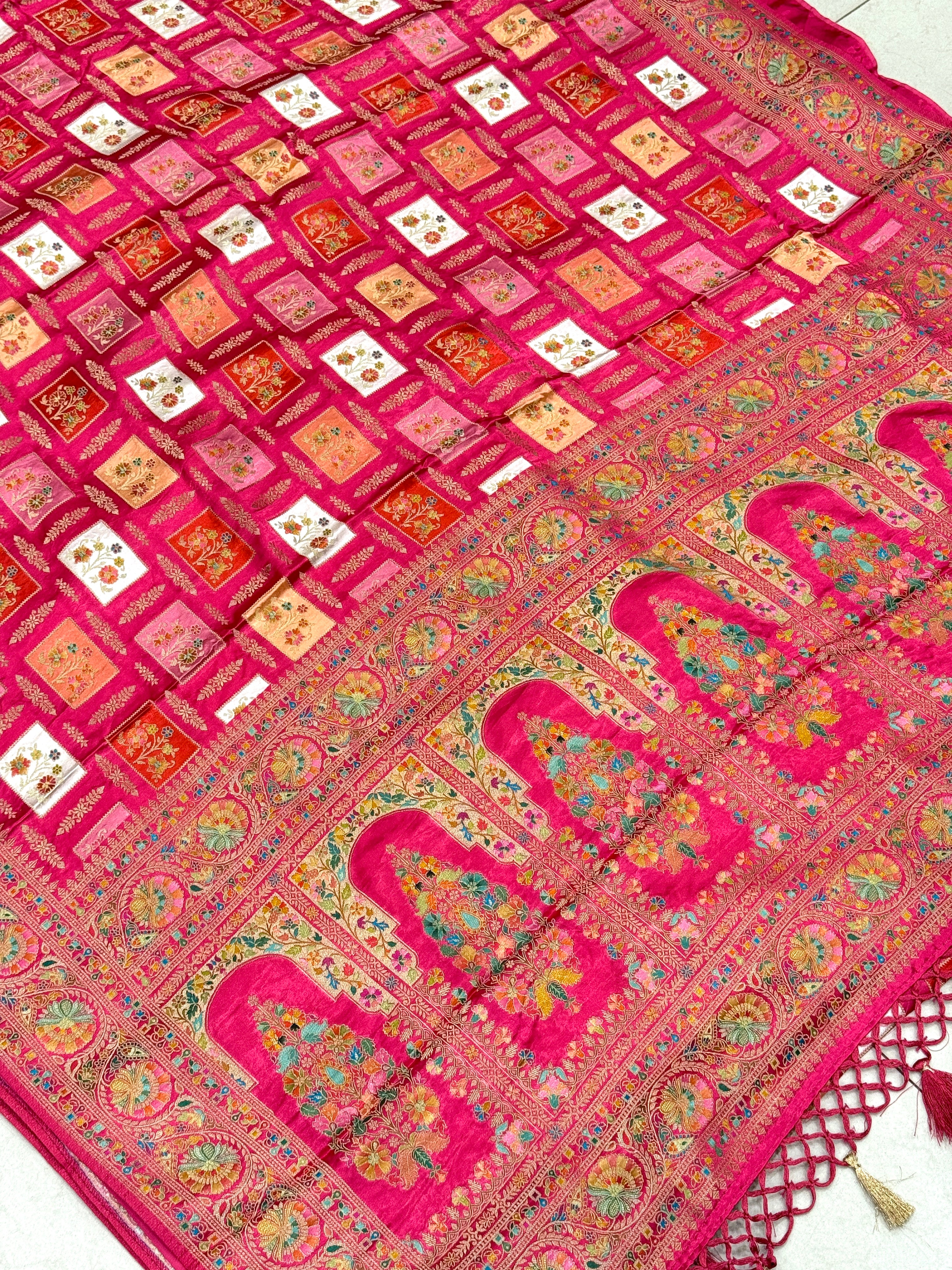 Rani Banarasi Modal Satin Rangkat Saree