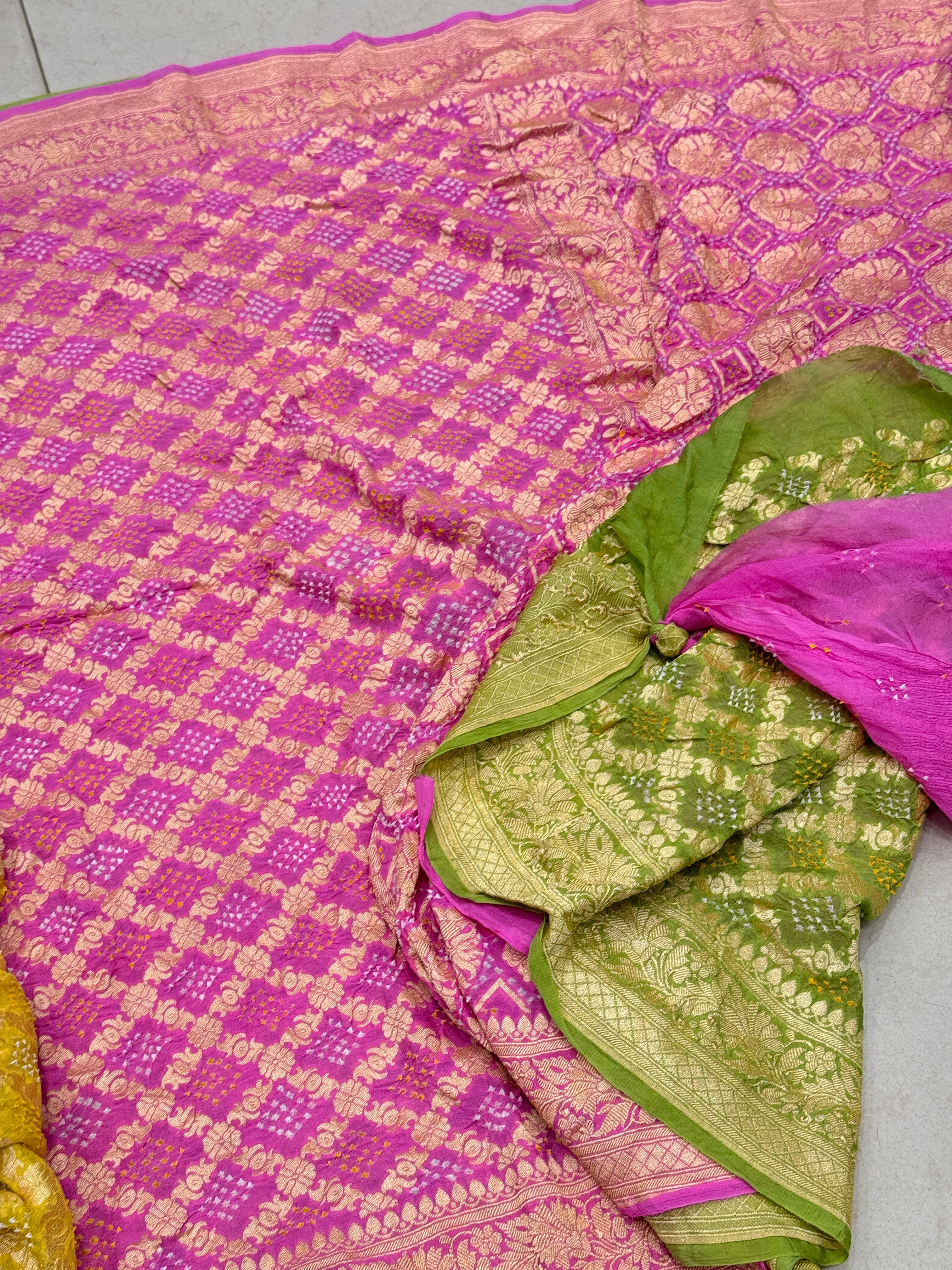 Shaded 6 Colour Bandhej Bandhini Saree