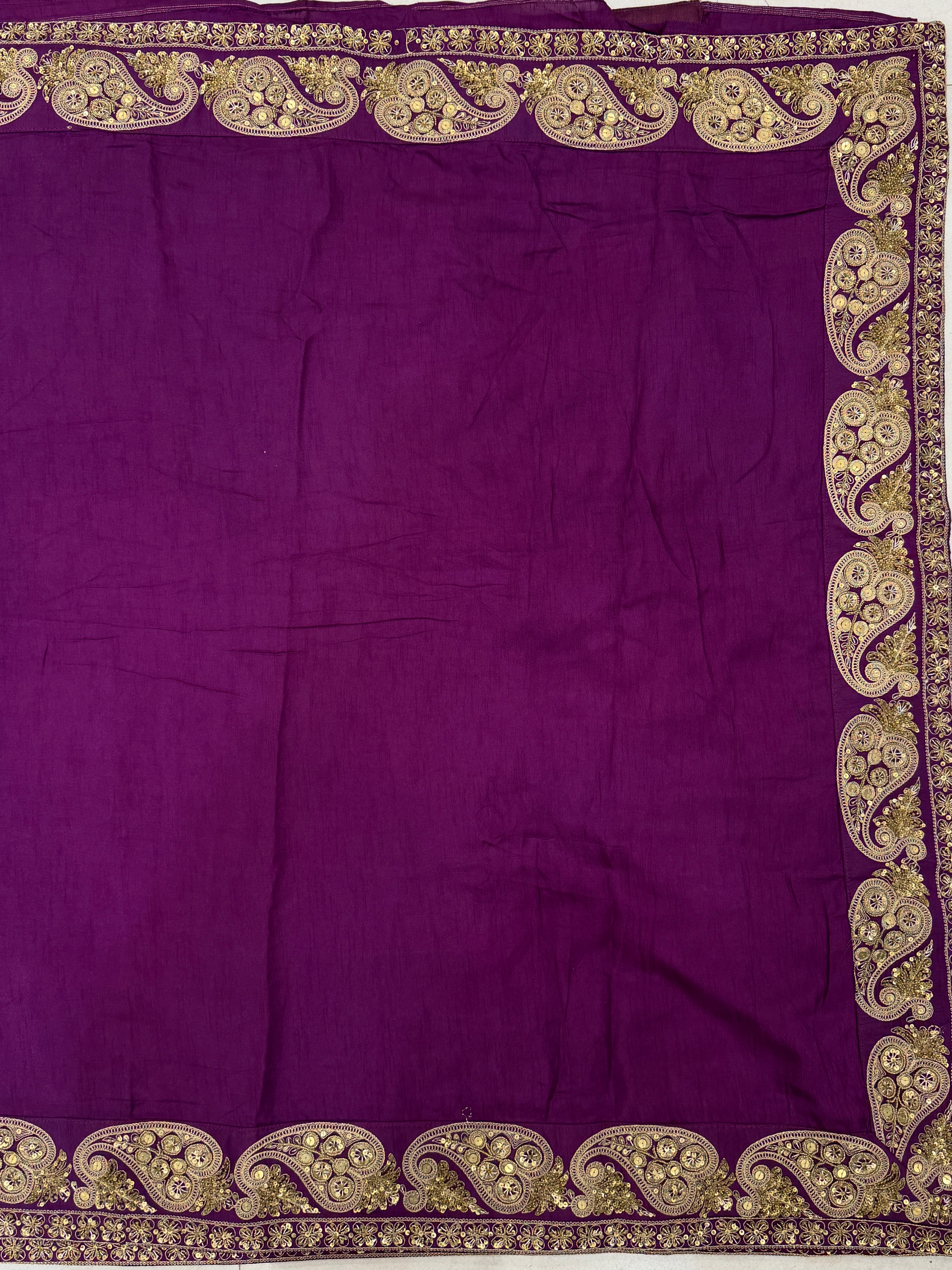 Violet Marodi Embroidery Sabyasachi Inspired Pure Silk Border Saree