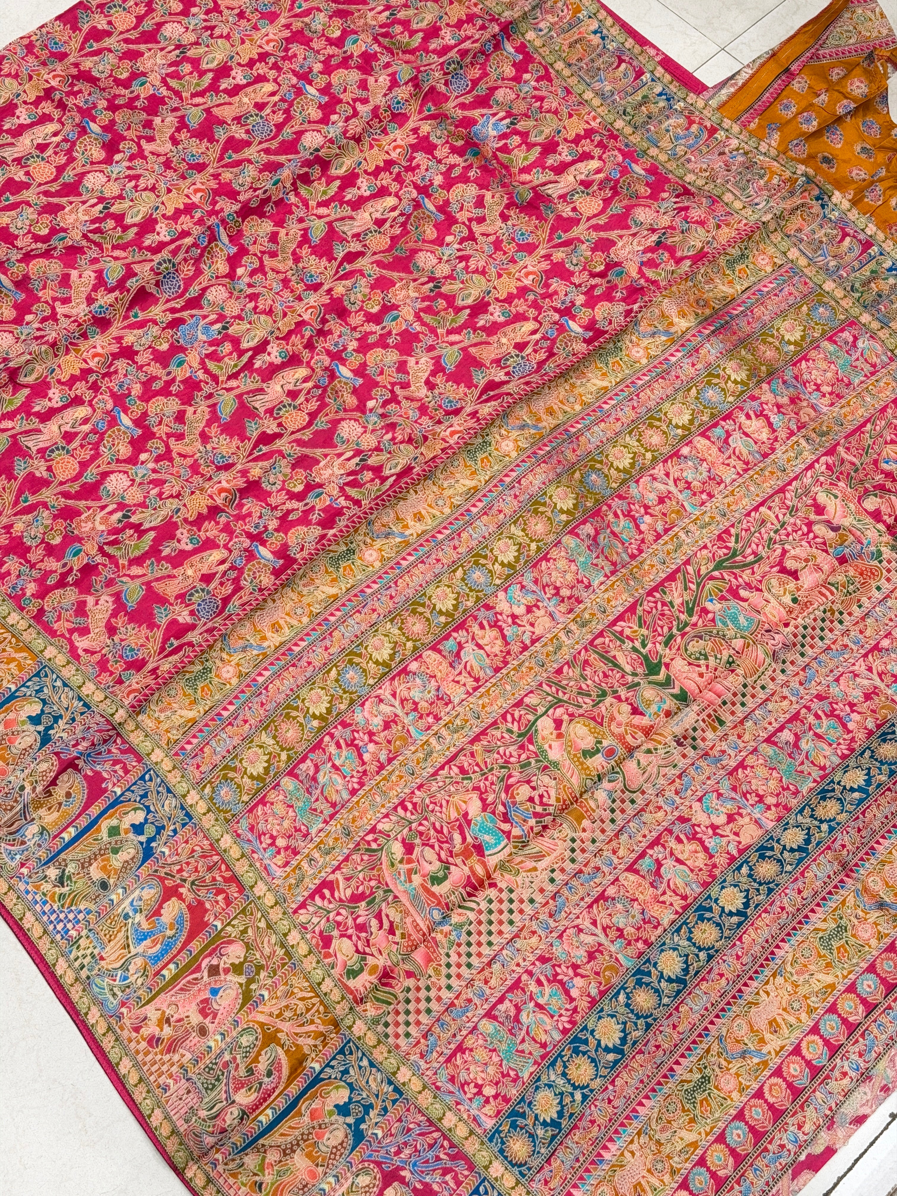 Rani Baluchari Weaved Pashmina Style Multi Colour Saree