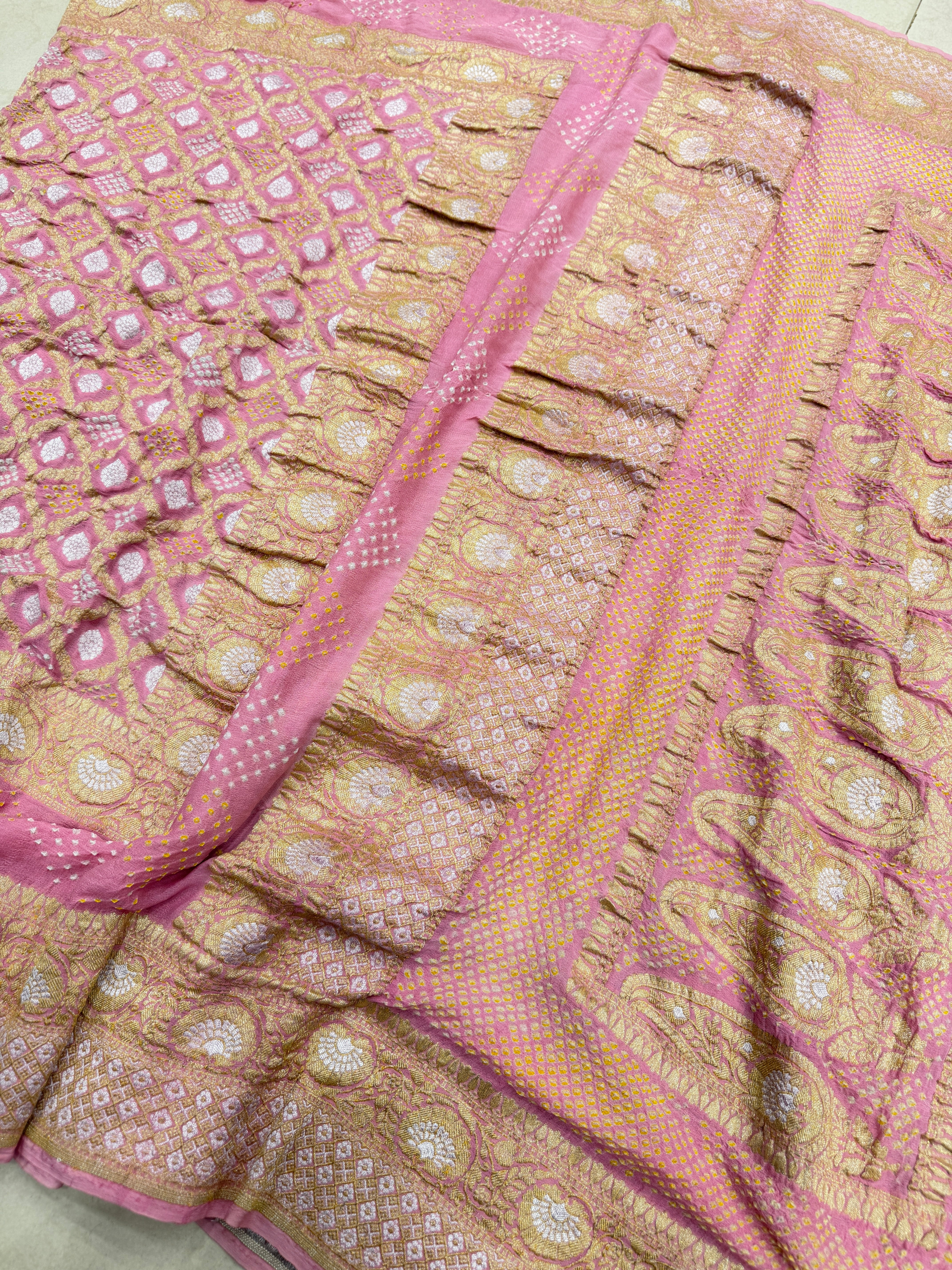Light Pink Sona Roopa Rai Bandhej Kadwa Weave Saree