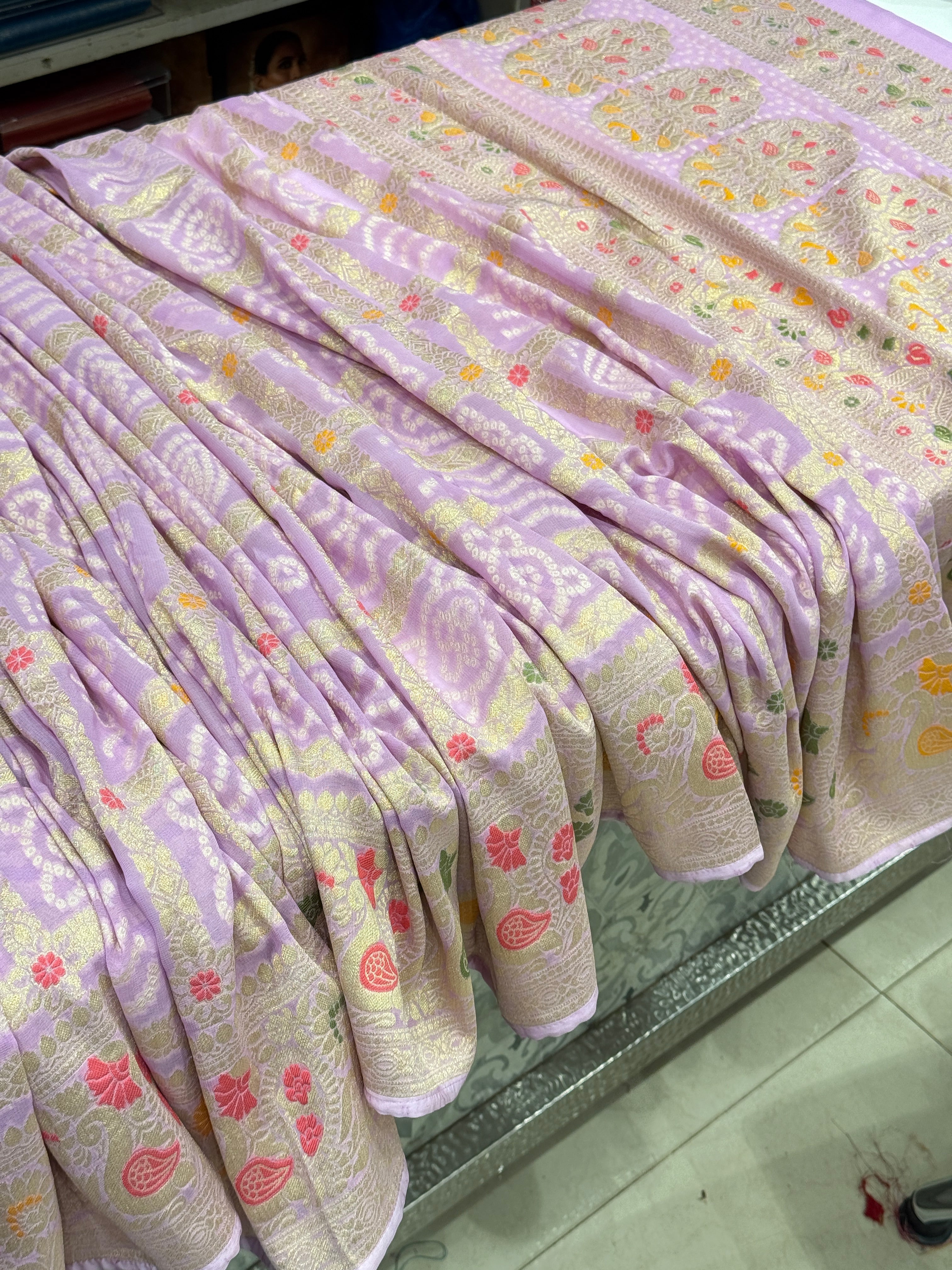 Lilac Georgette Gharchola Saree