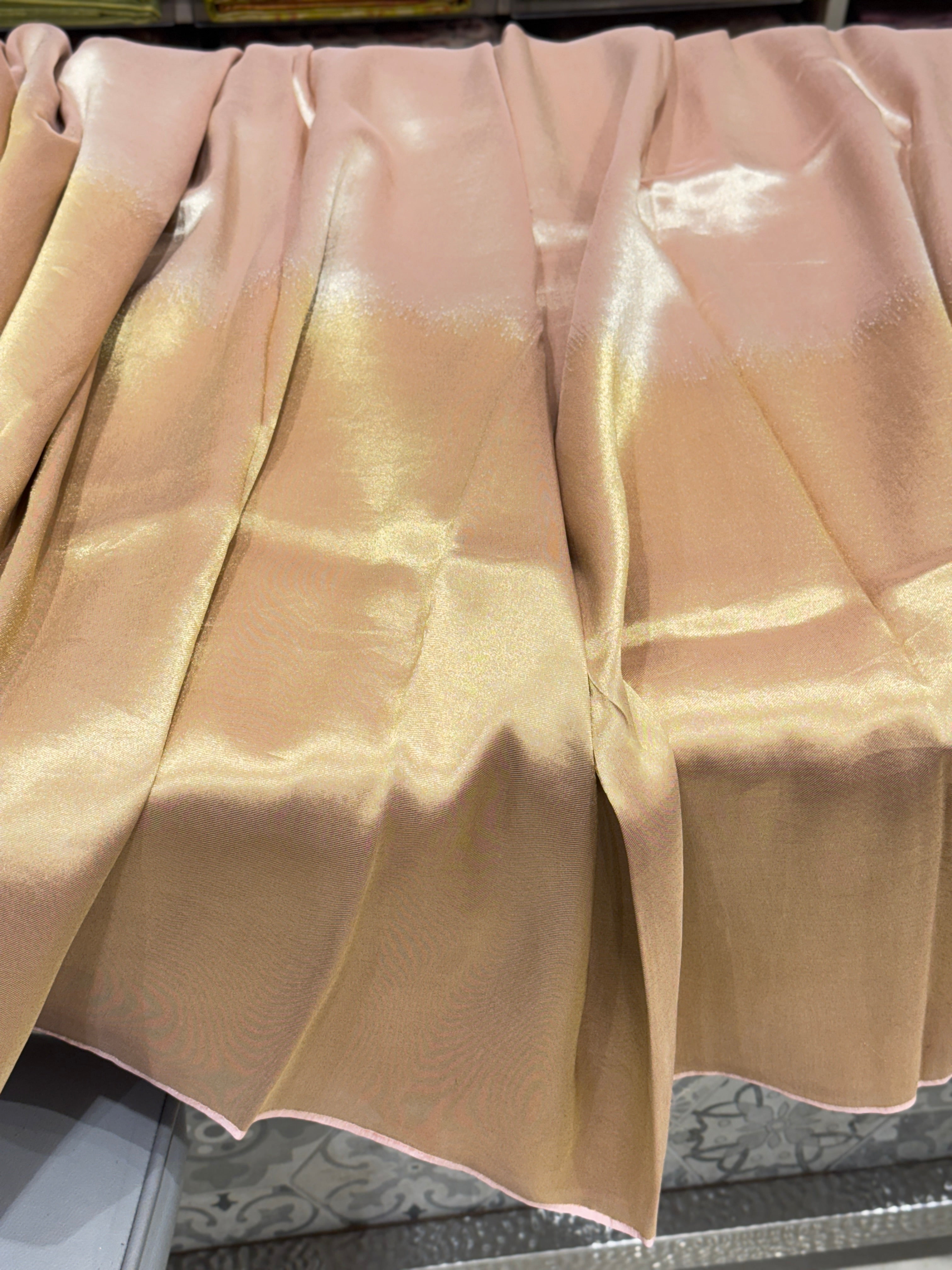 Light Pink Gold Silver Half Half Contemporary Banarasi Tissue Silk Saree