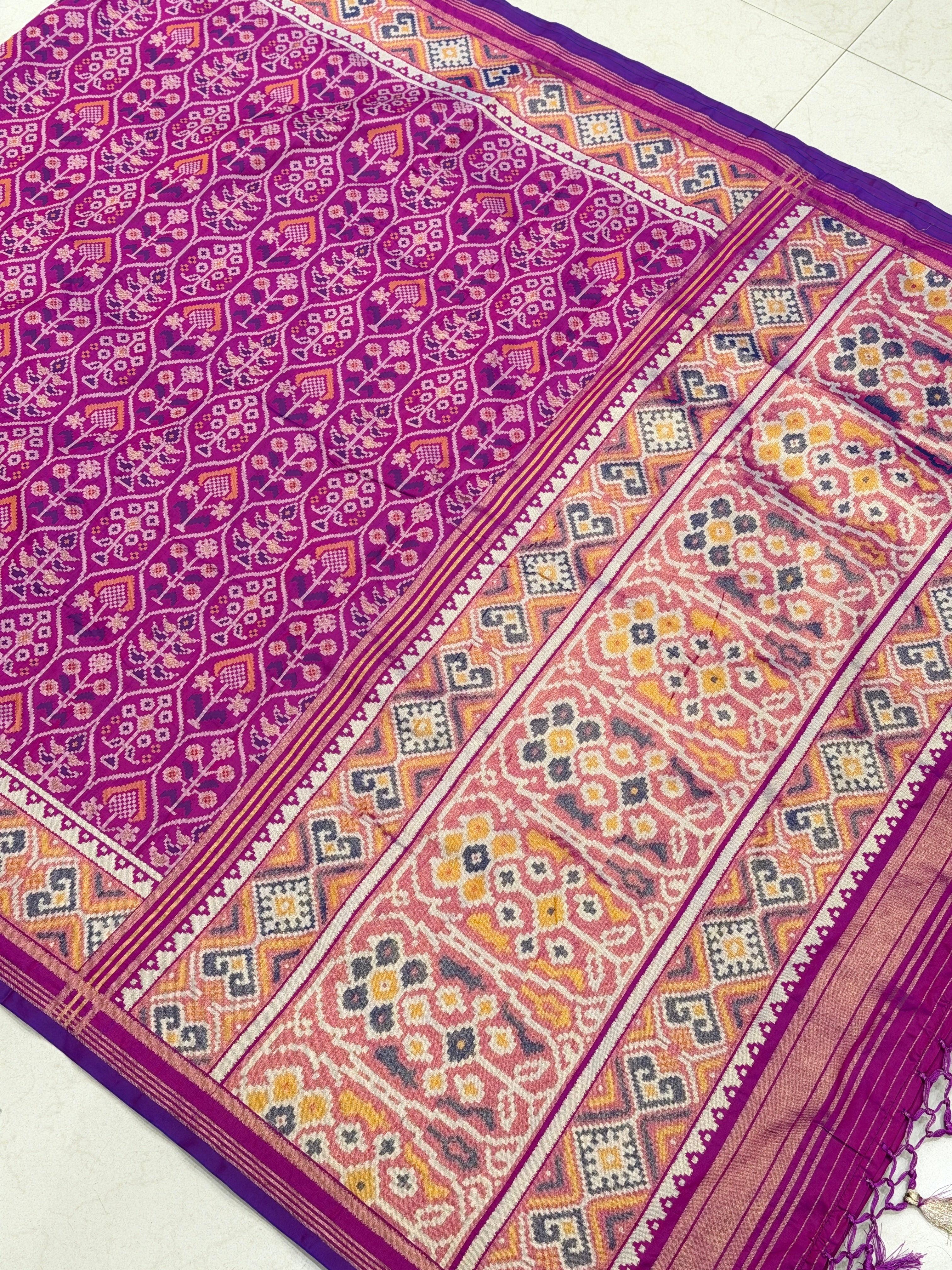 Violet Crown Jaal Semi Silk Patan Patola Saree