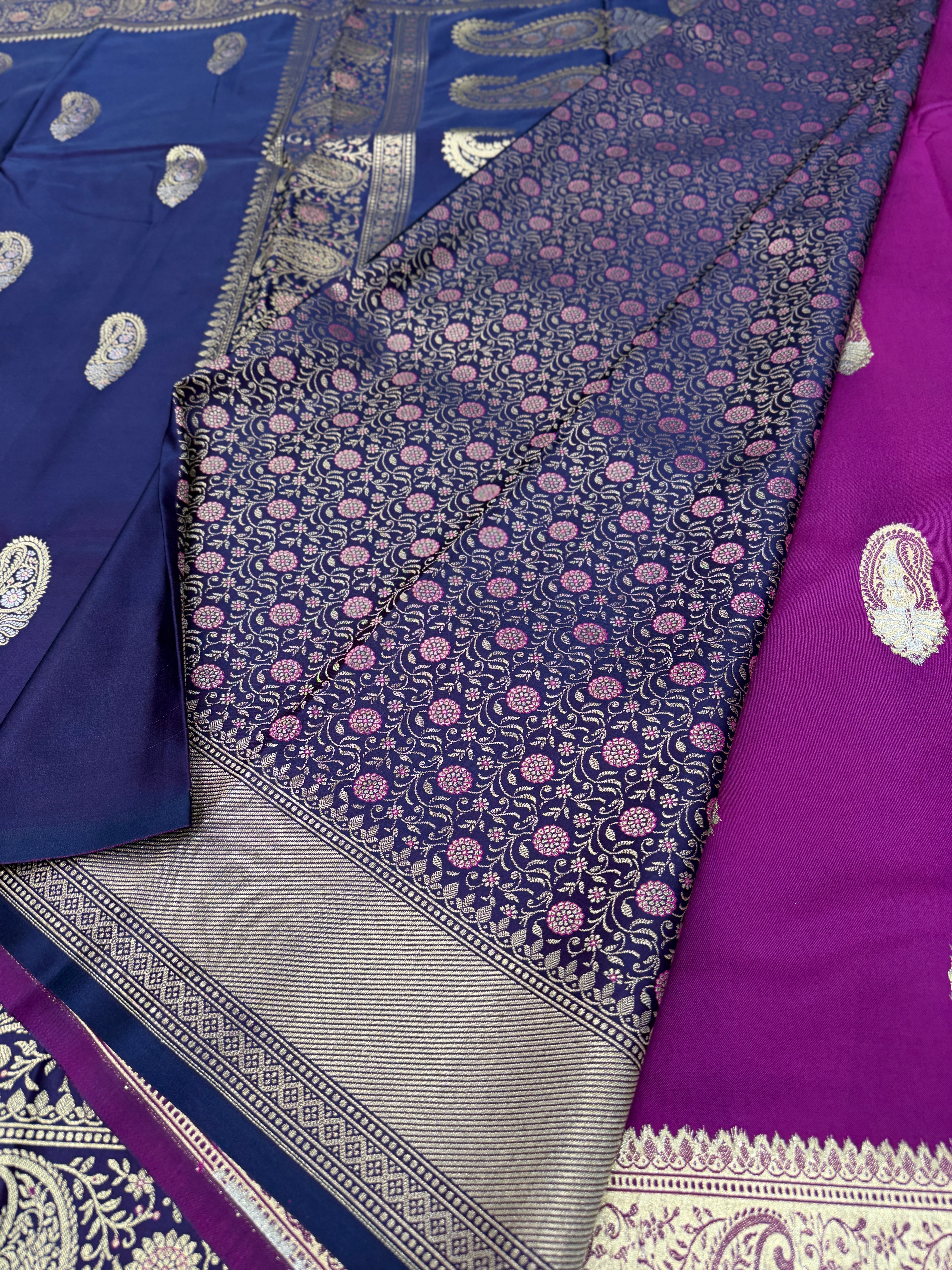 Cross Violet Sona Roopa Keri Butta Banarasi Silk Saree