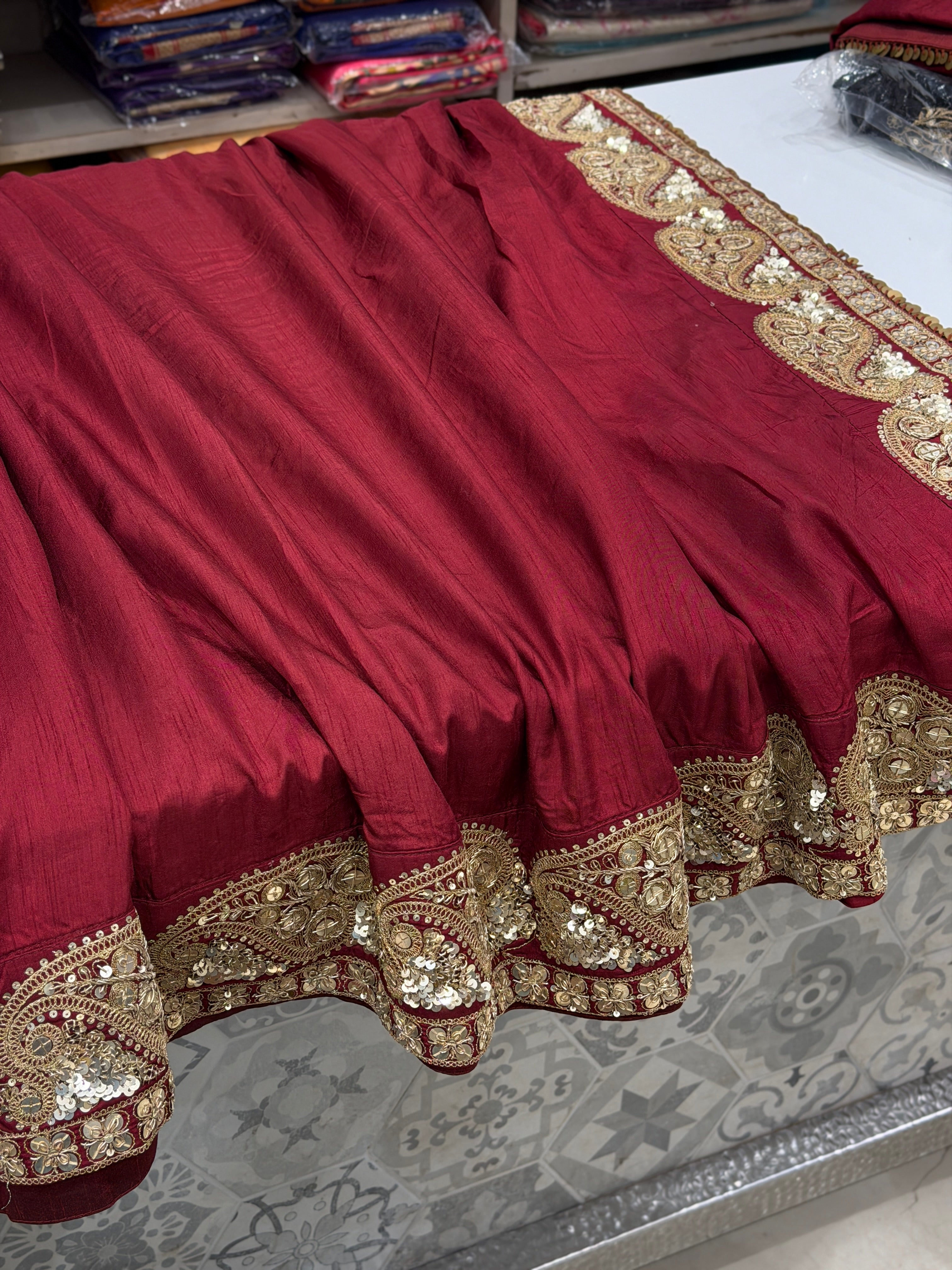 Maroon Keri Buttas Marodi Embroidery Sabyasachi Inspired Pure Silk Saree