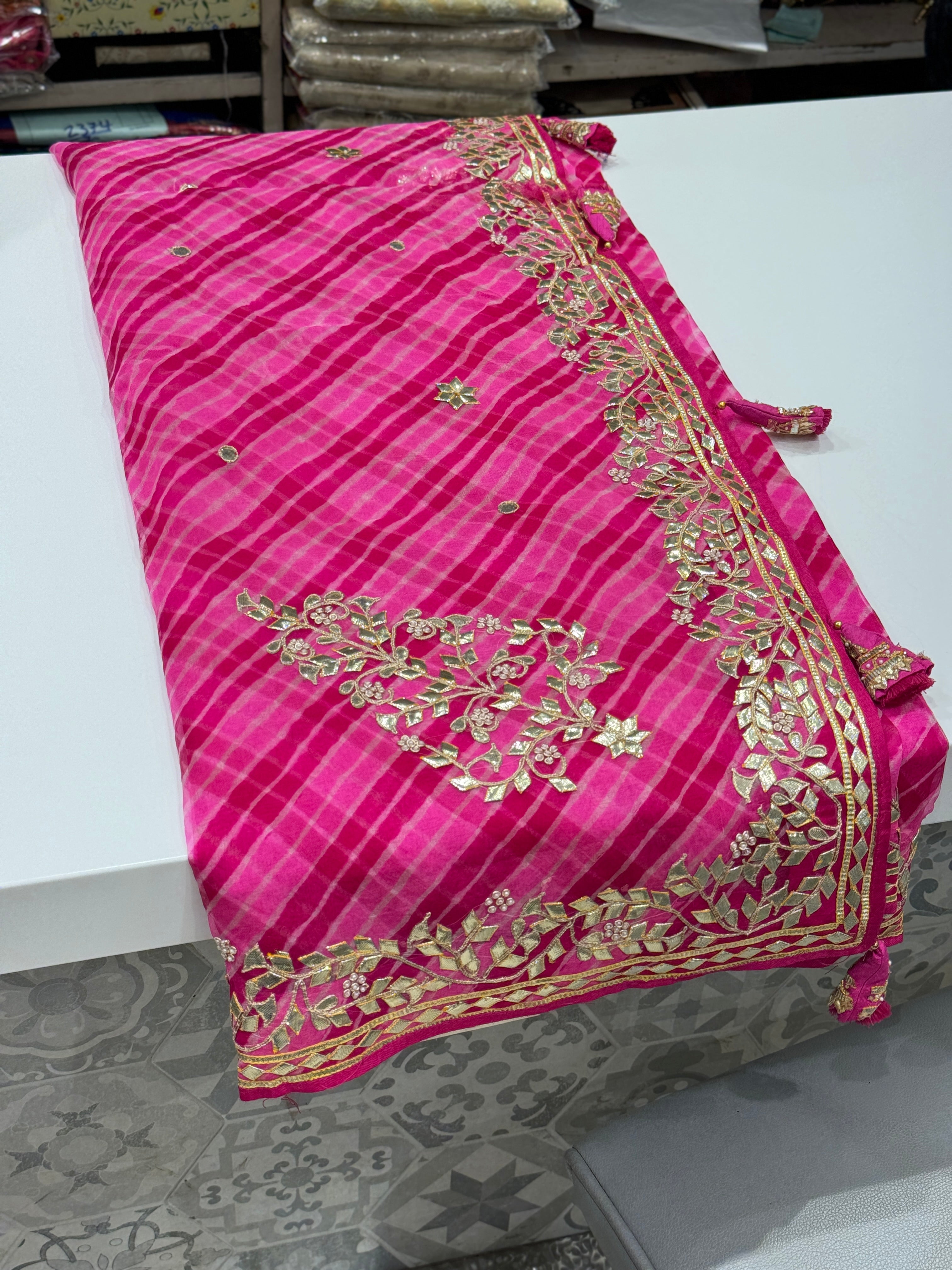 Rani Organza Leheriya Gotapatti Saree