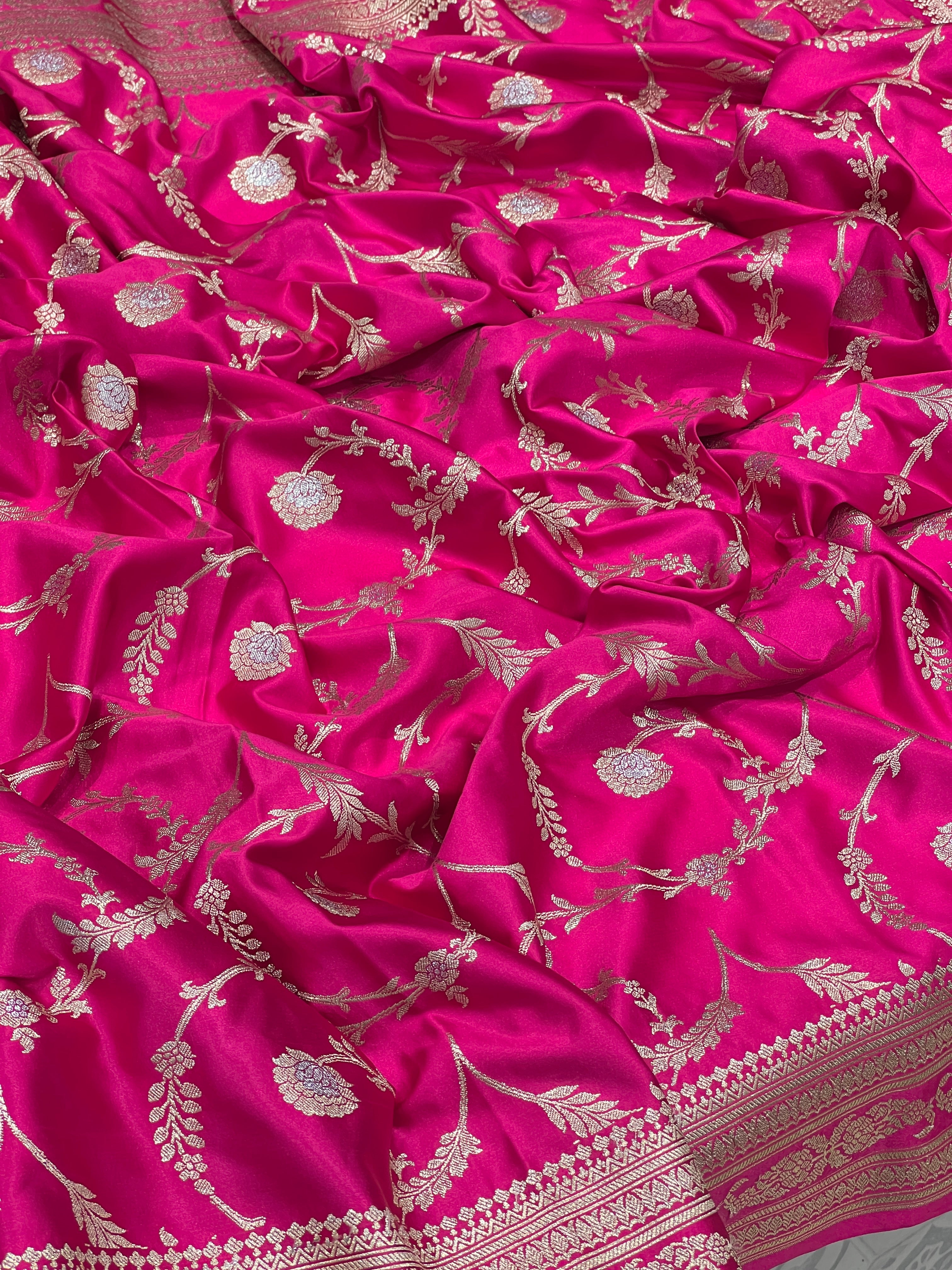 Rani Banarasi Silk Meena Jaal Saree