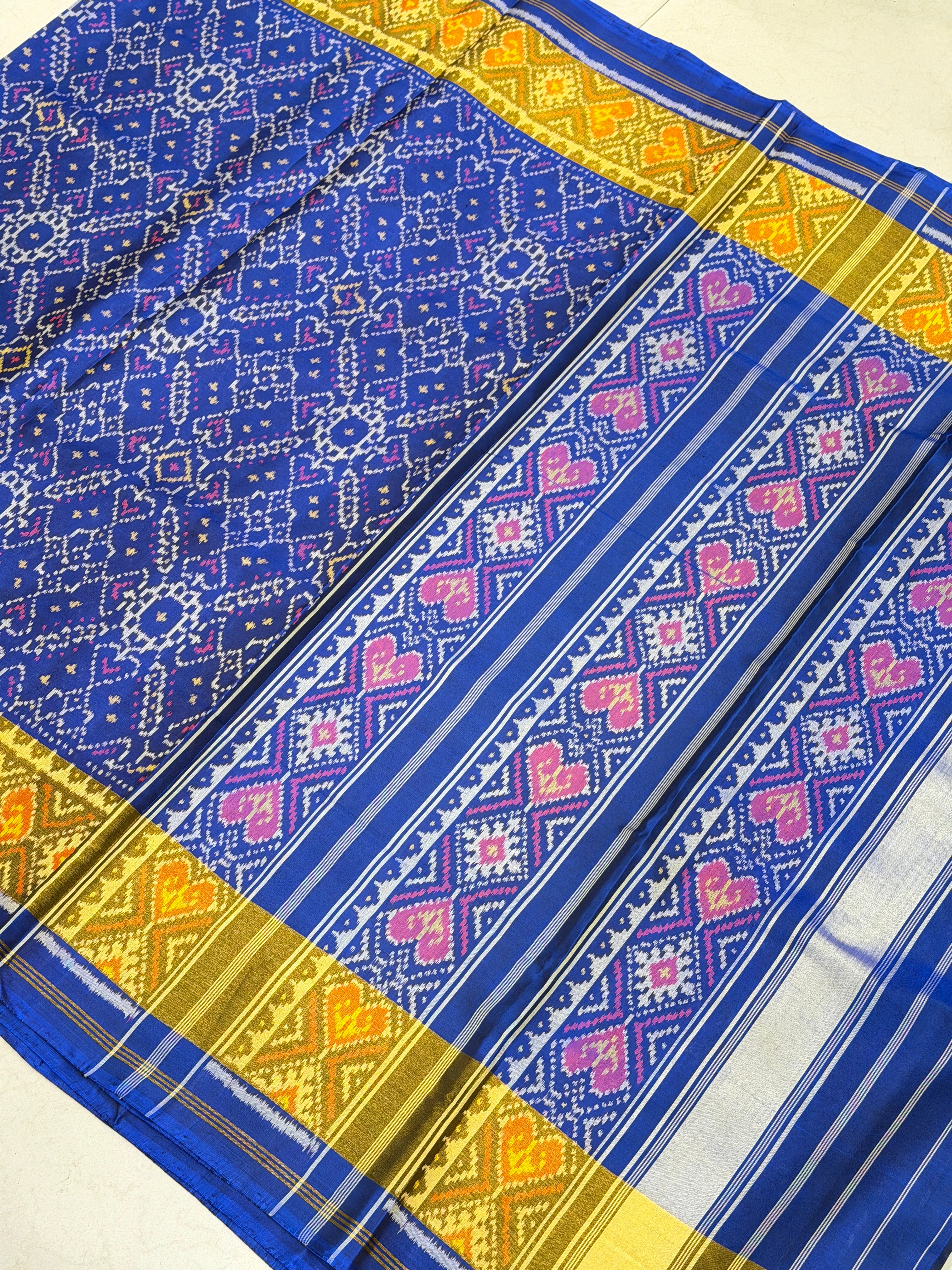 Blue Manek Chowk Pure Silk Patan Patola Handloom Saree