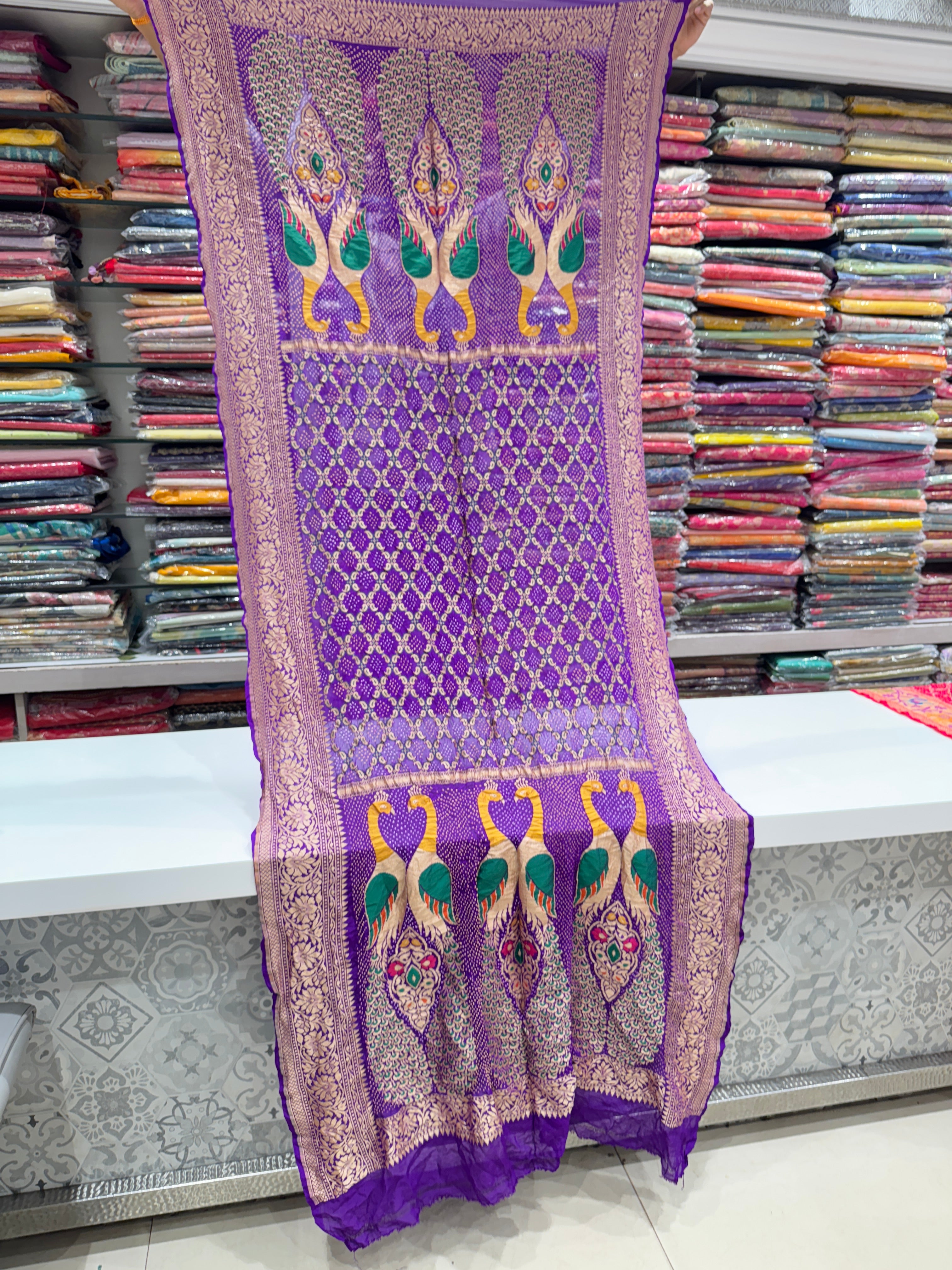 Violet Bandhej Meenakari Dupatta