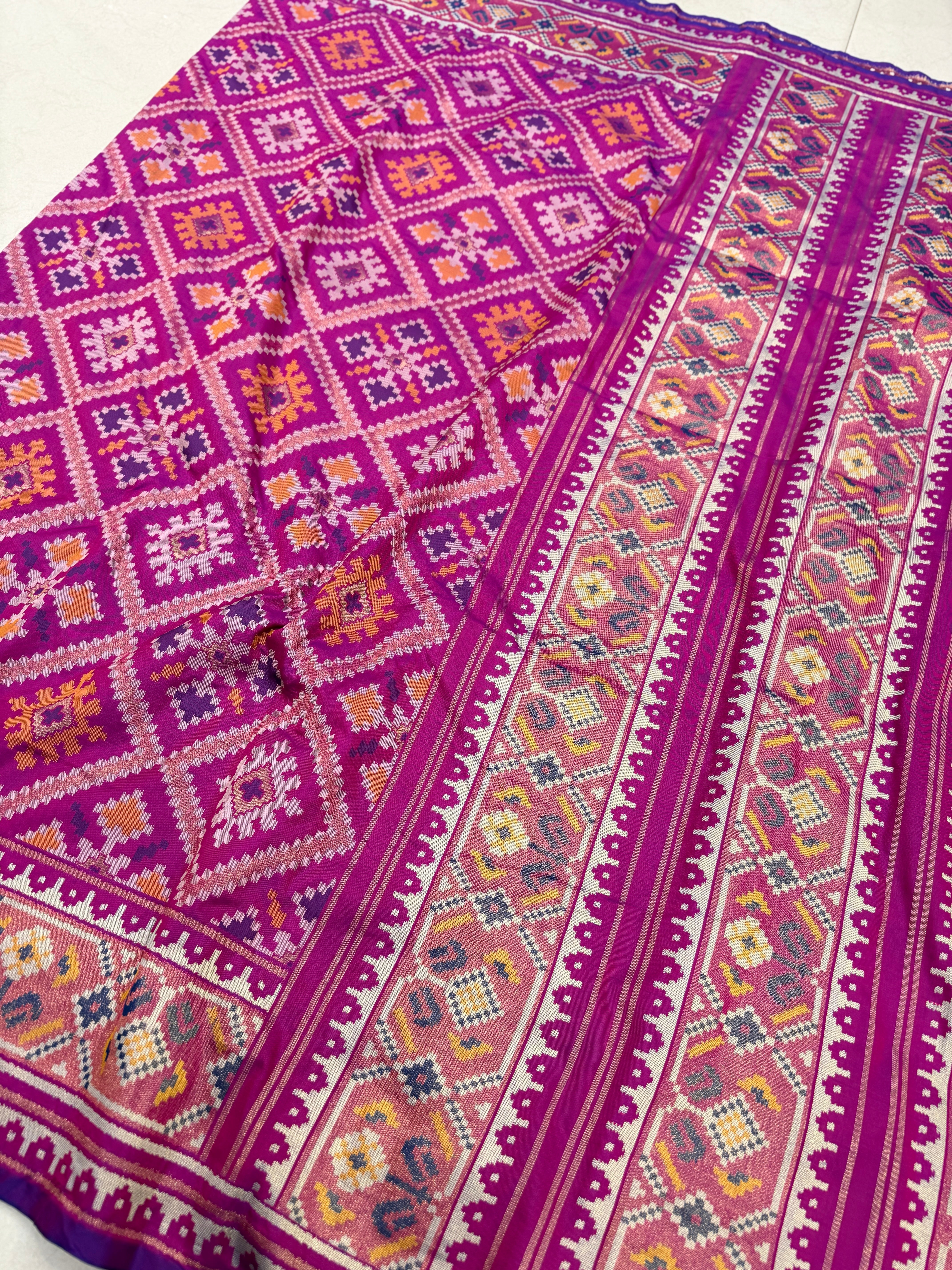 Violet Ratan Chowk Semi Silk Weaved Patan Patola Saree