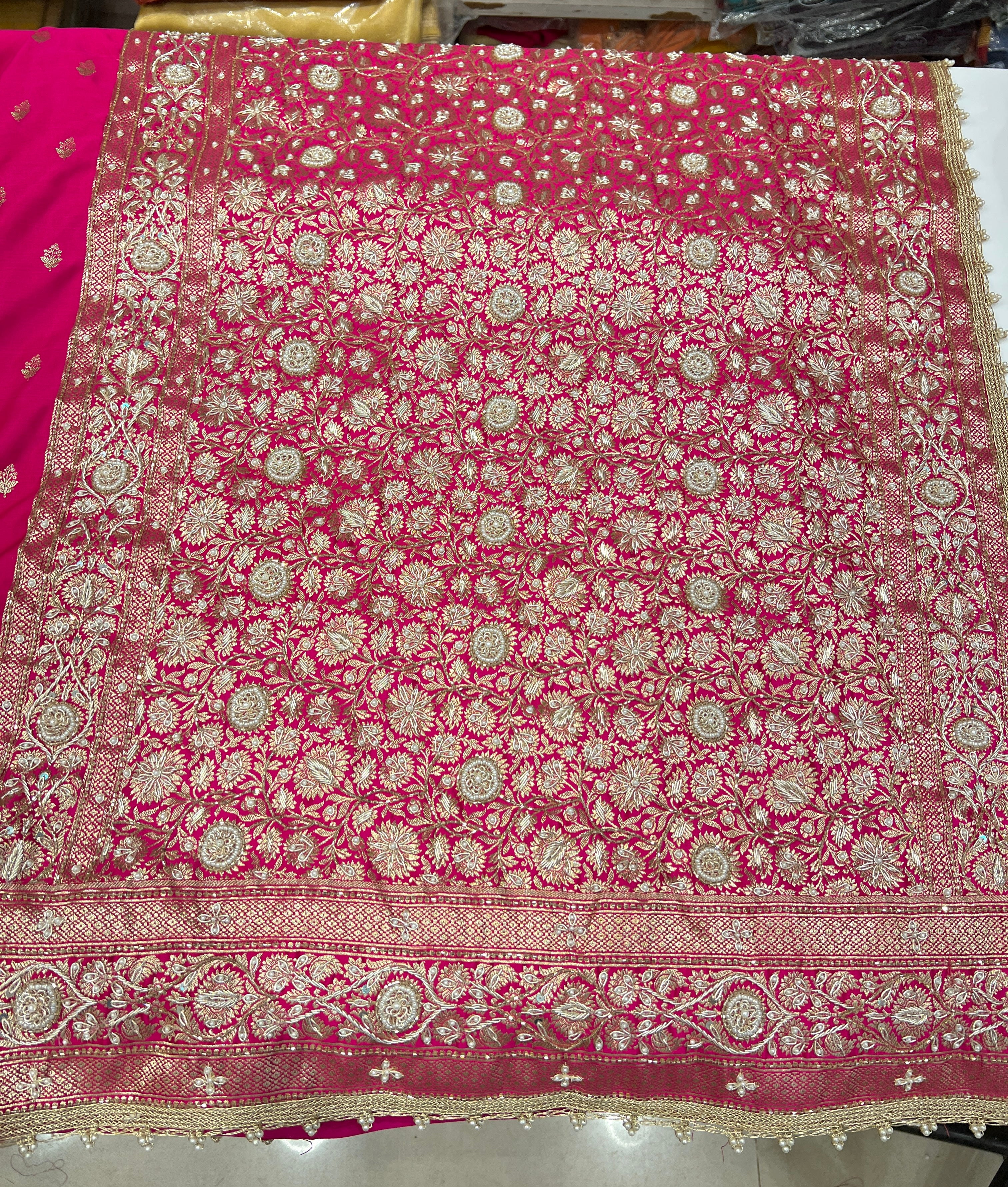 Rani Banarasi Buttis Hand Embroidery Saree