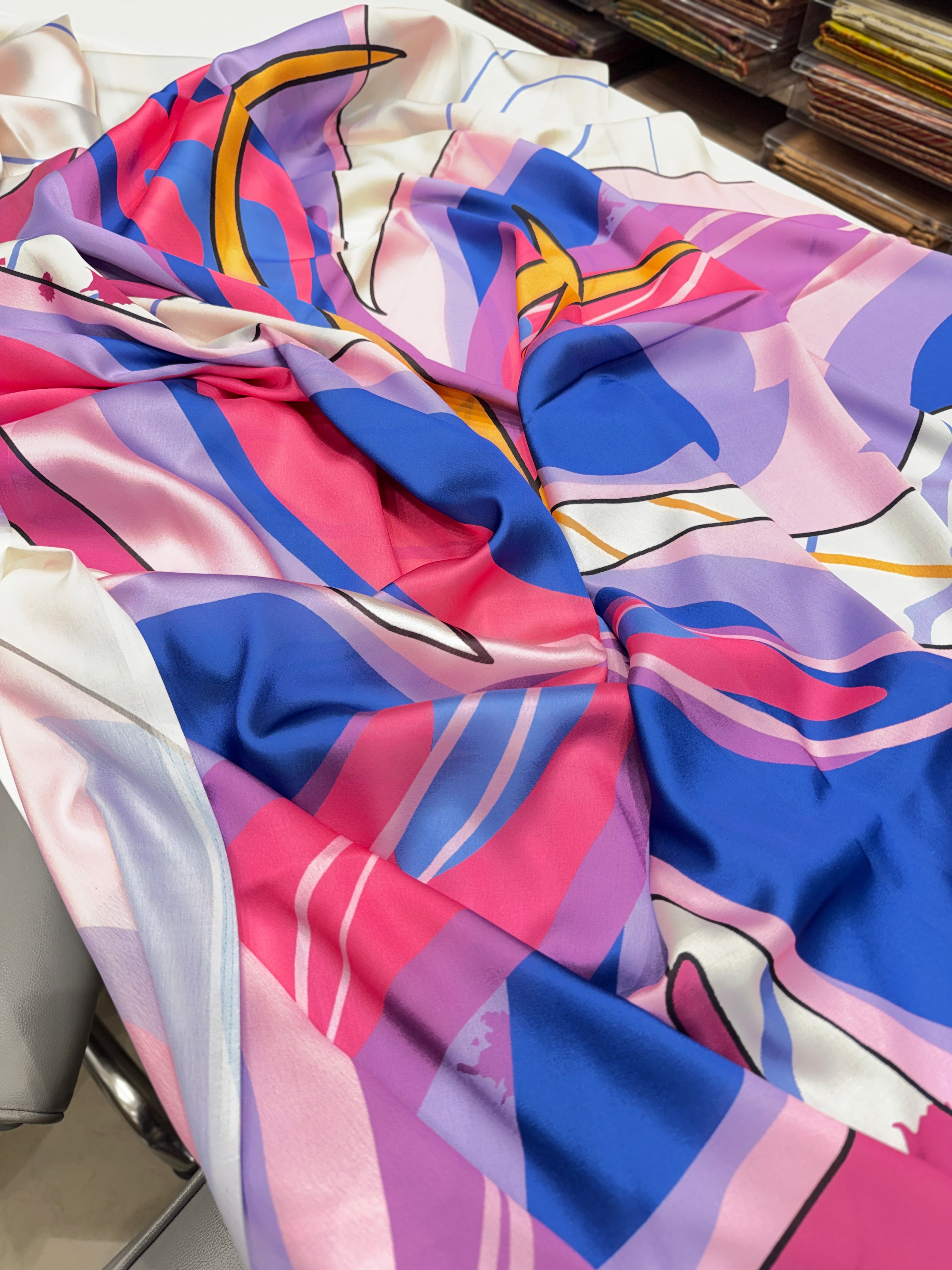 Cherry Blossom Inspire Printed Satin Silk Saree