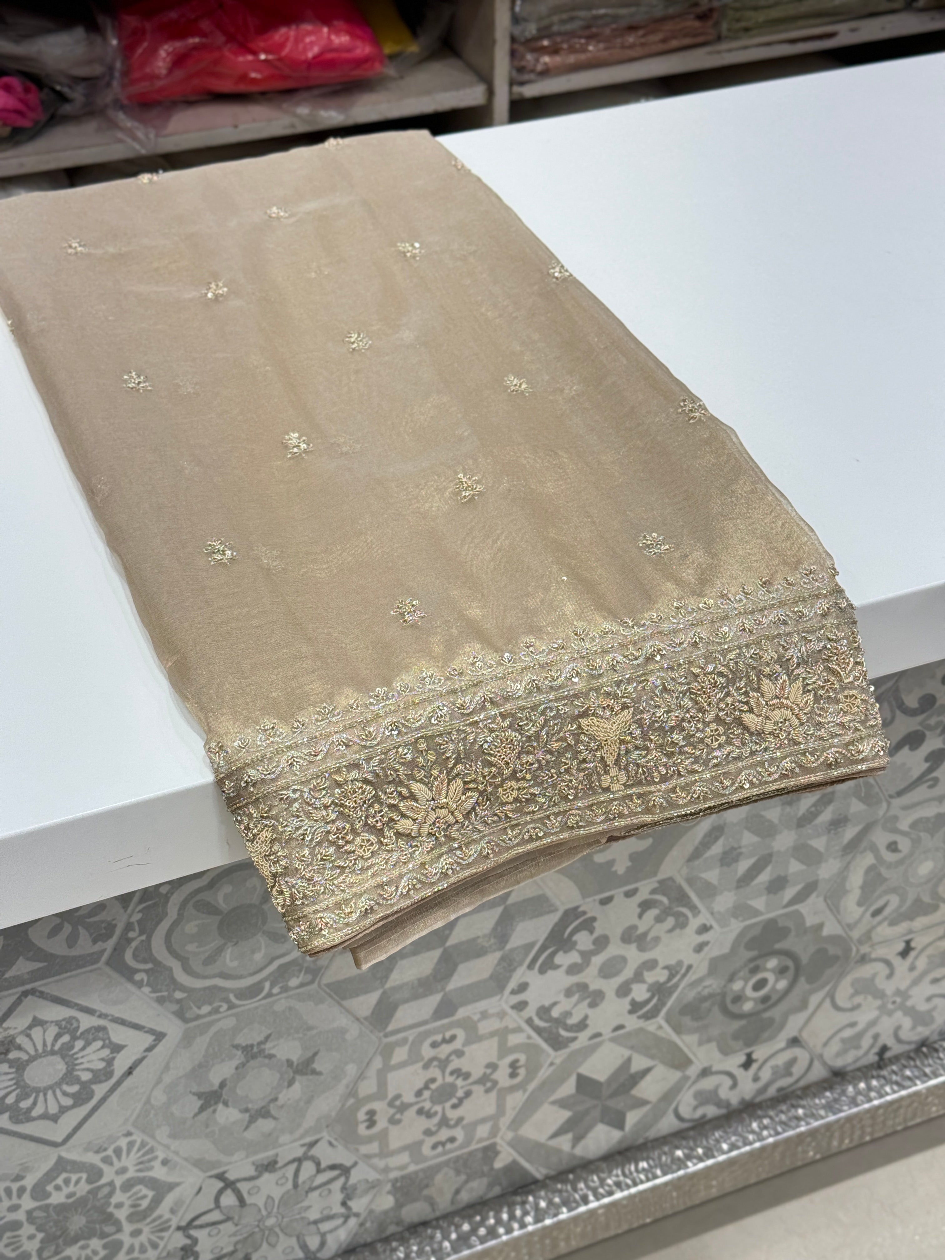 Pure Tissue Silk with Zardosi Border Saree