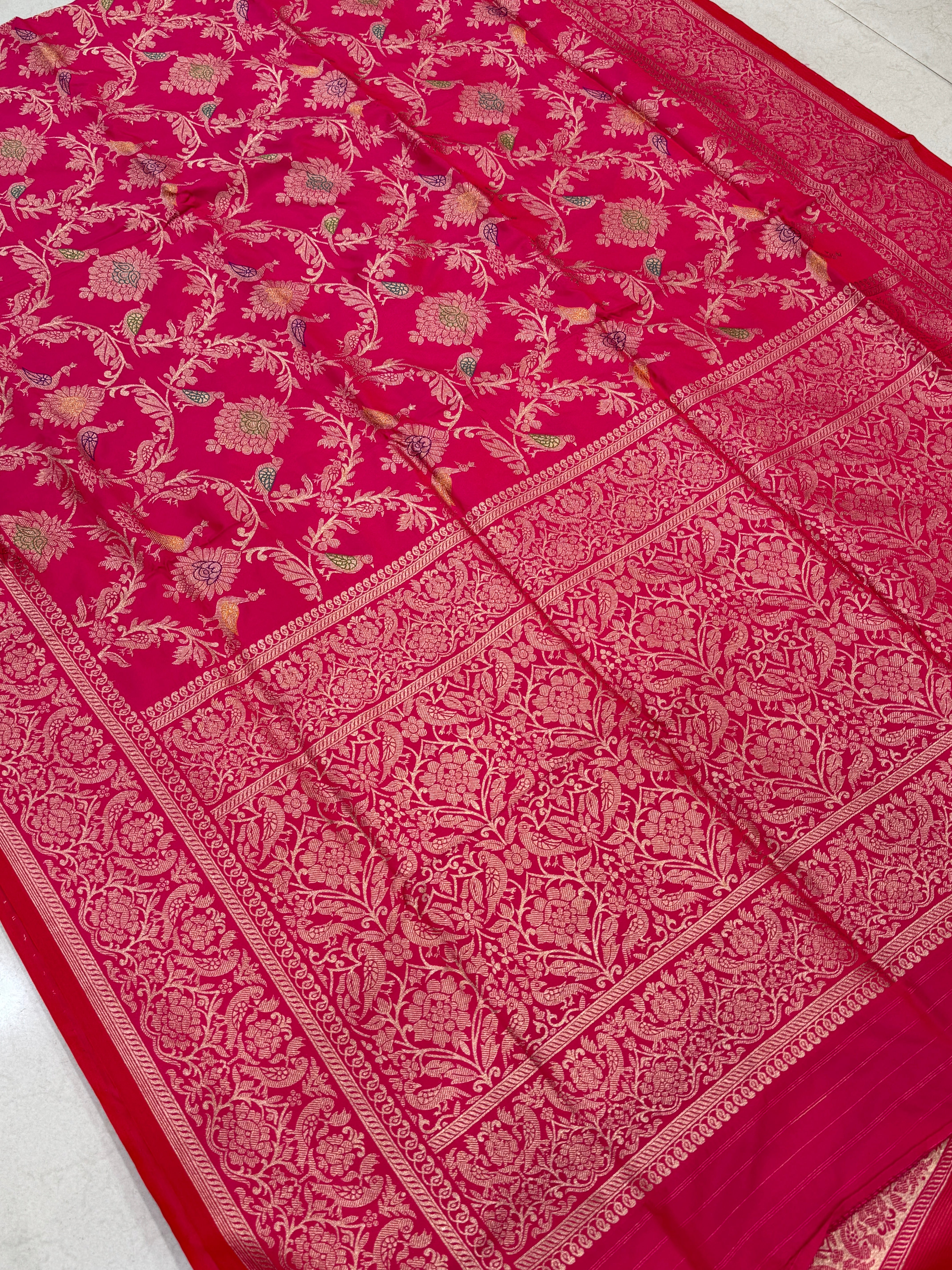 Rani Duck Parrot Butta Banarasi Silk Saree