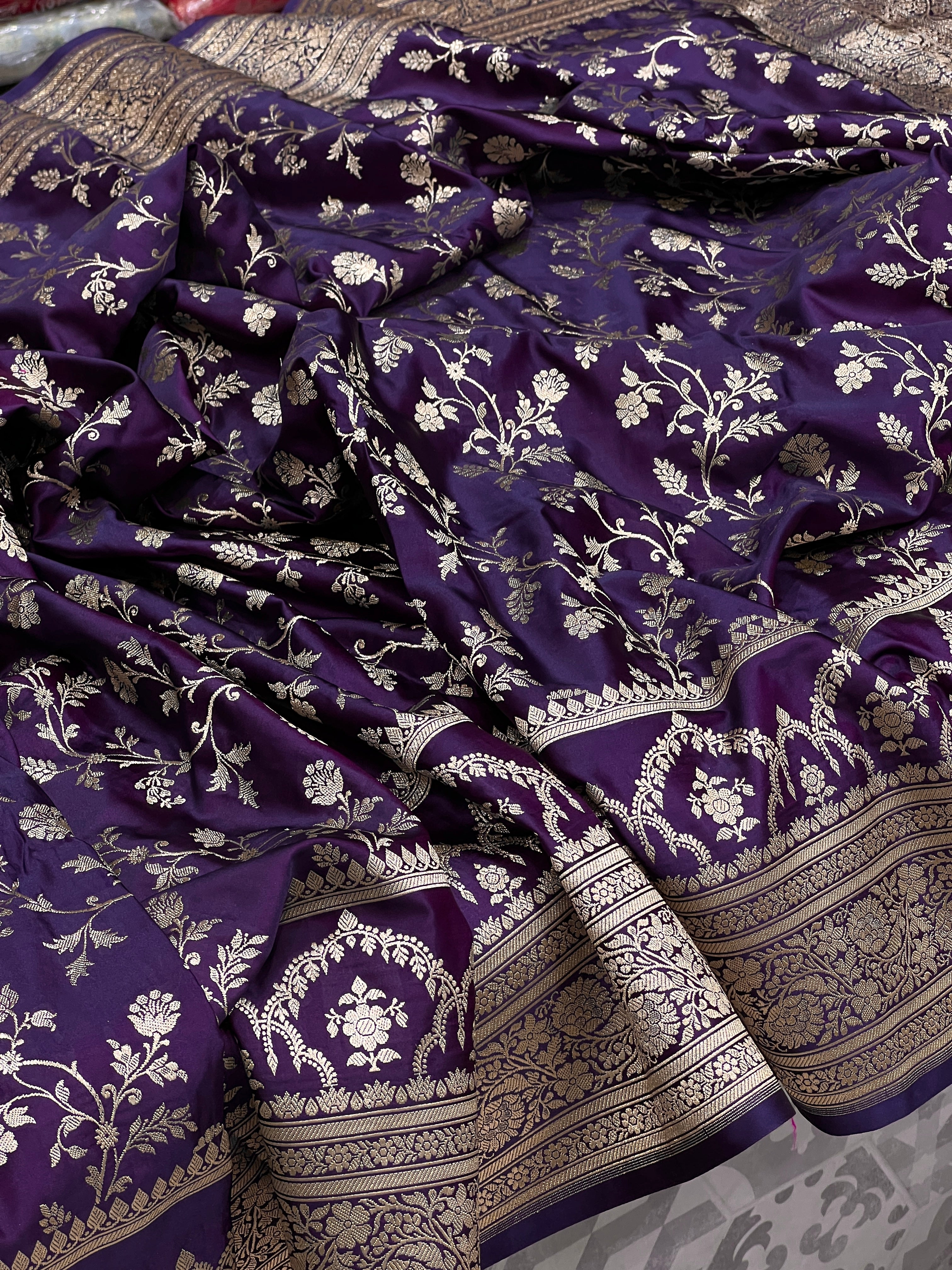 Violet Dhup Chav Banarasi Silk Saree