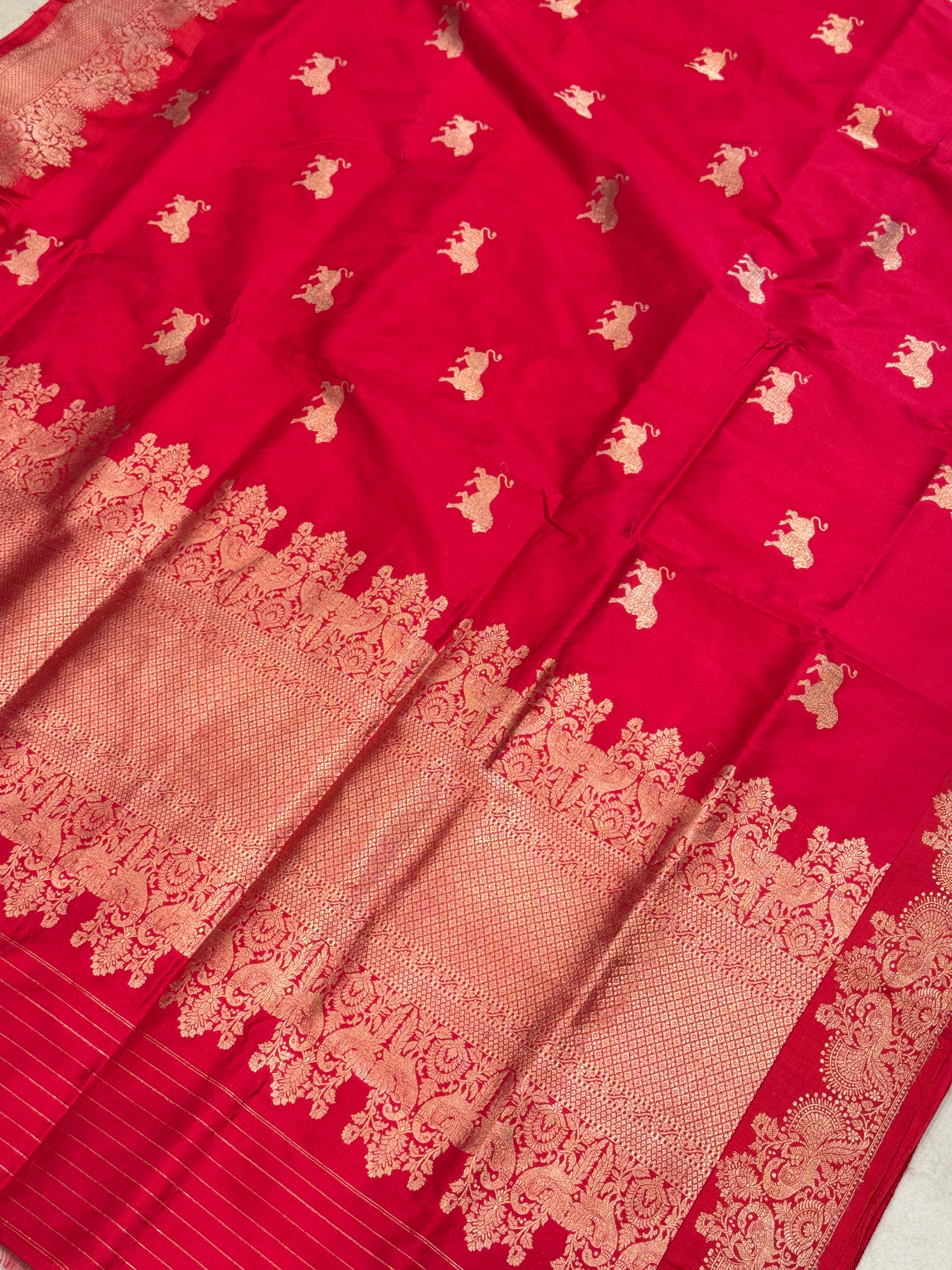 Red Tiger Weave Banarasi Handloom Saree