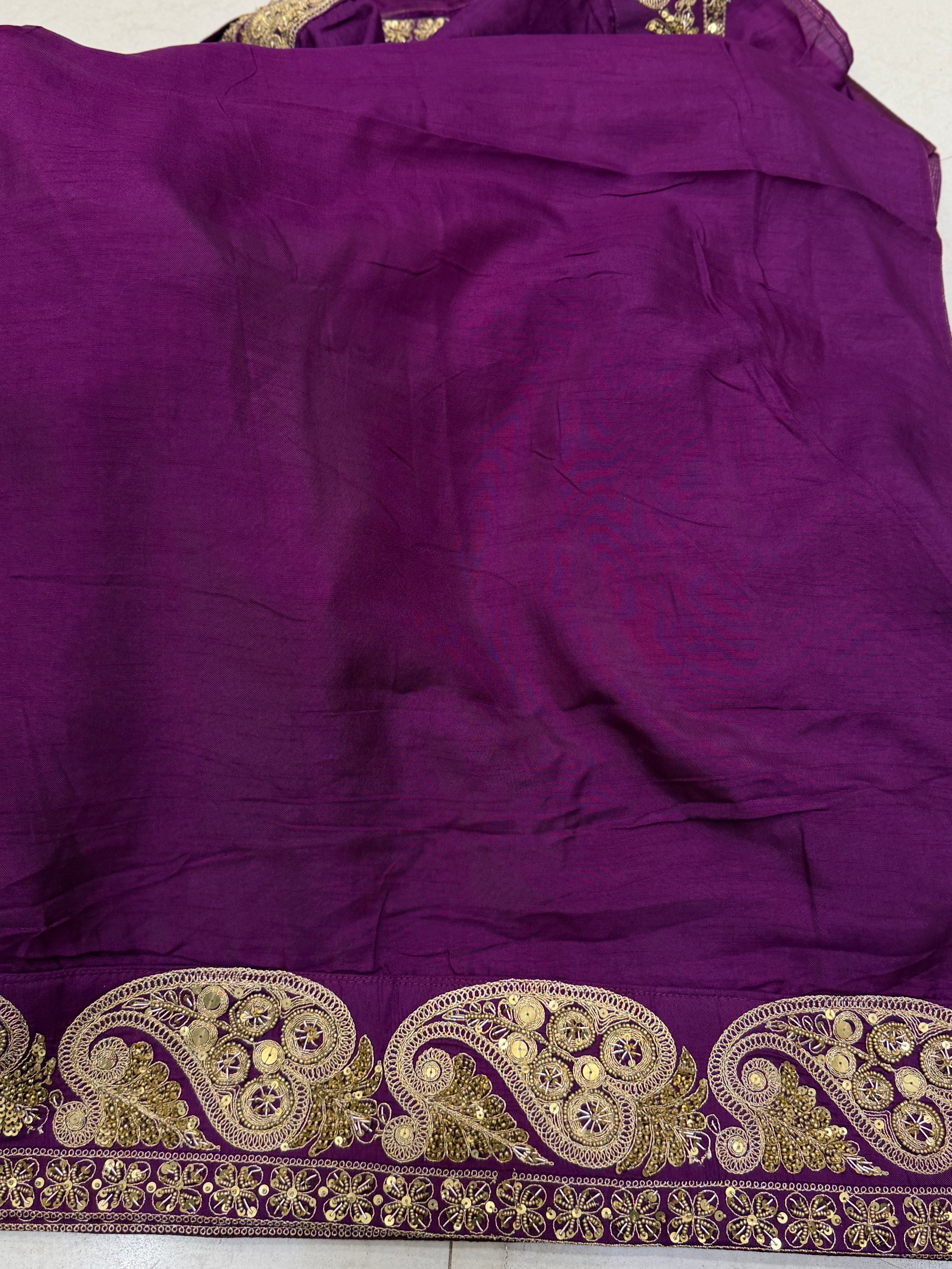 Violet Marodi Embroidery Sabyasachi Inspired Pure Silk Border Saree