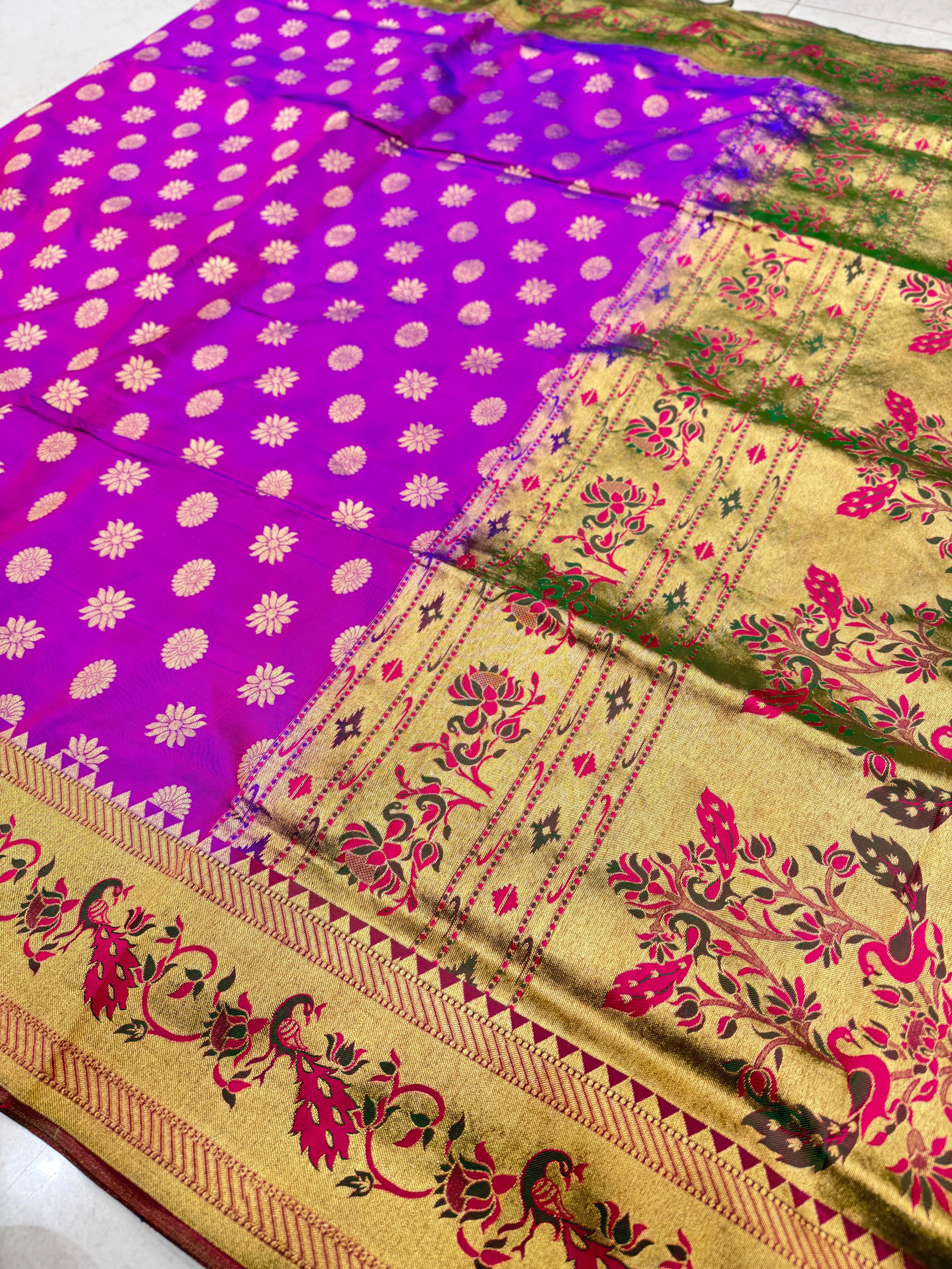 Violet Pure Silk Paithani Saree