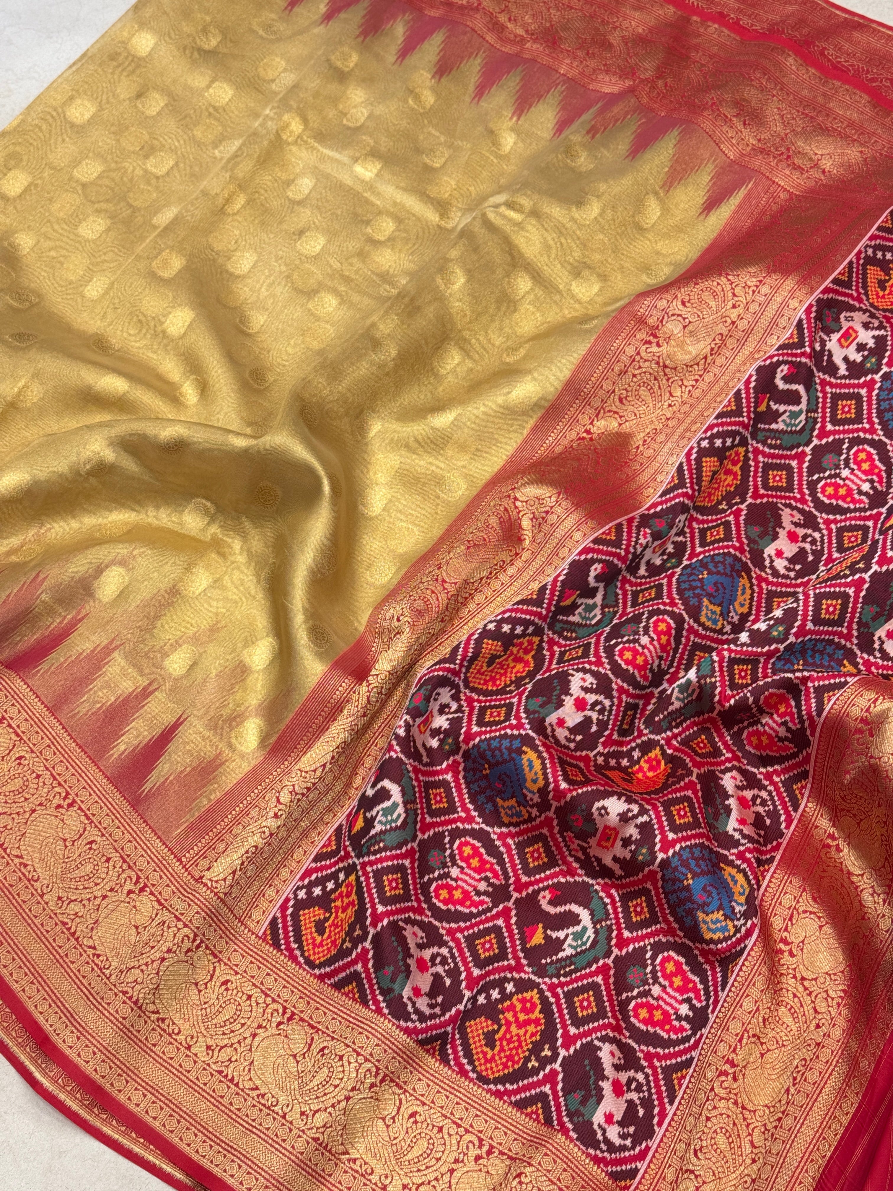 Golden Tissue Patola Saree