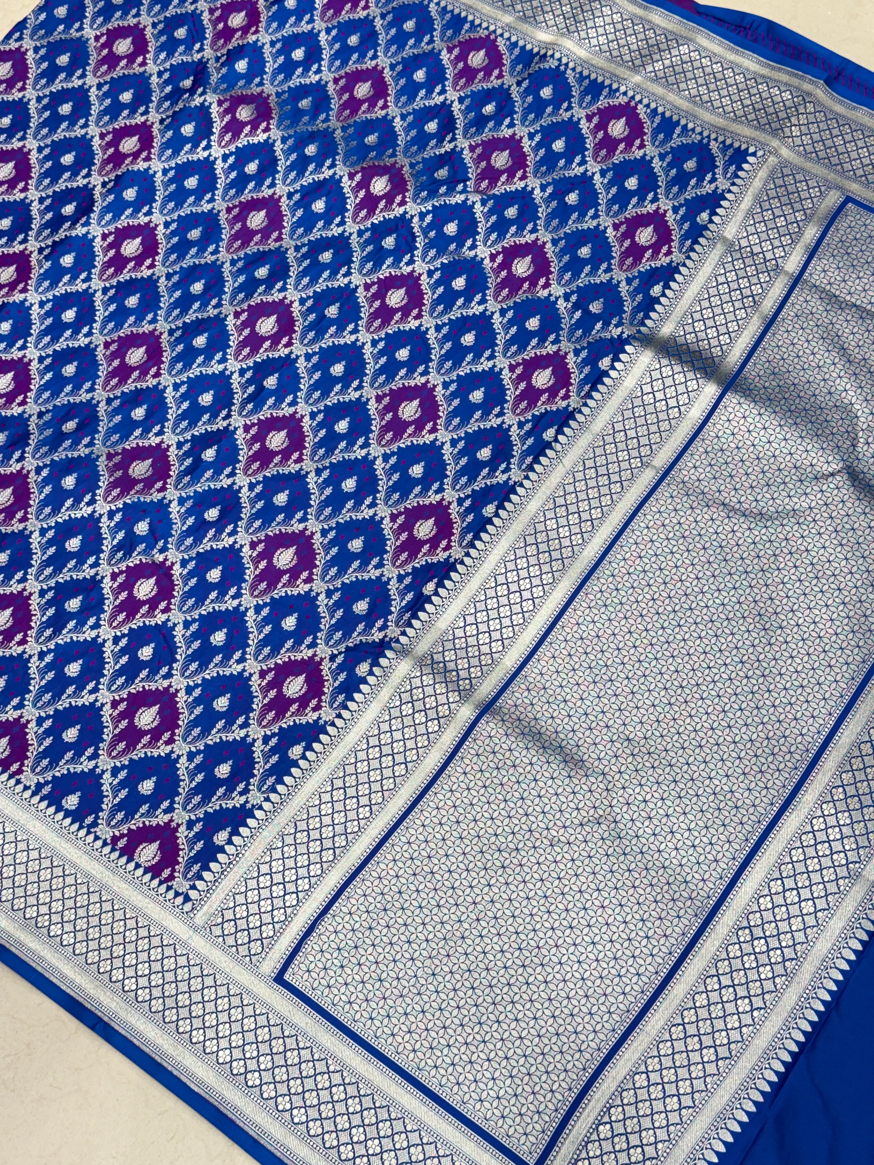 Blue Purple Rangkat Banarasi Silk Saree