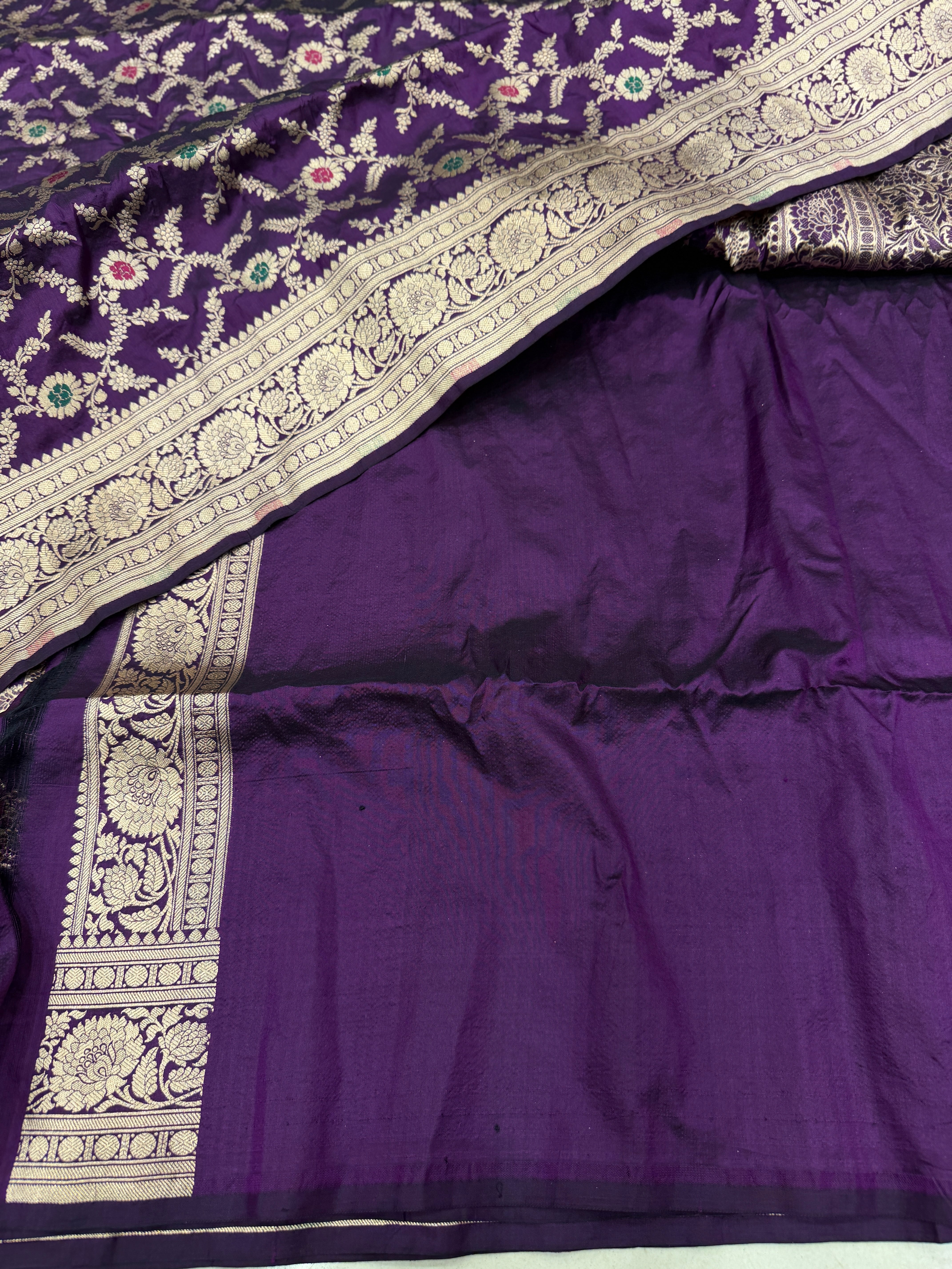 Violet Meenakari Banarasi Katan Silk Handloom Saree