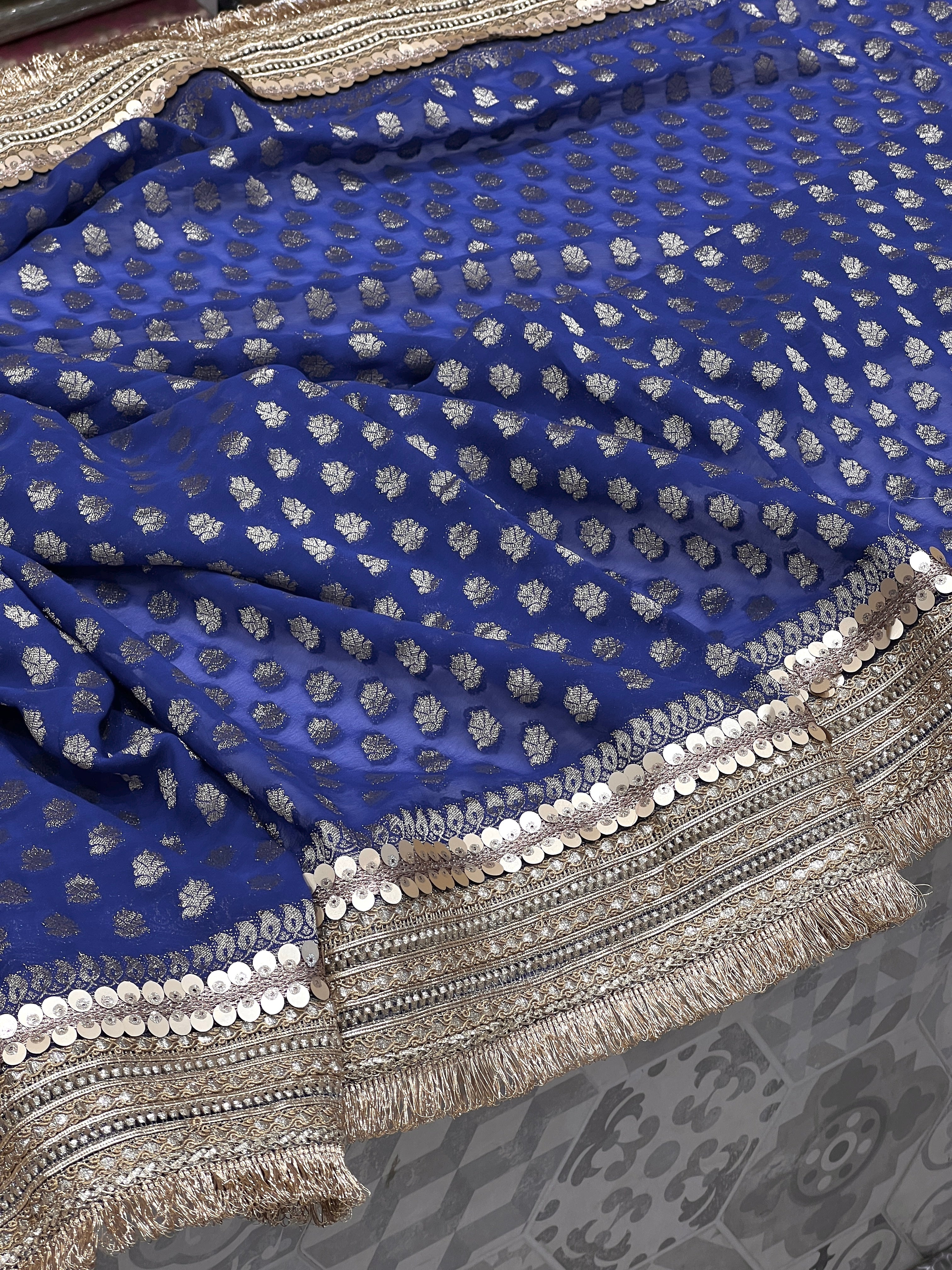 Blue Georgette Butti Maharani Edit