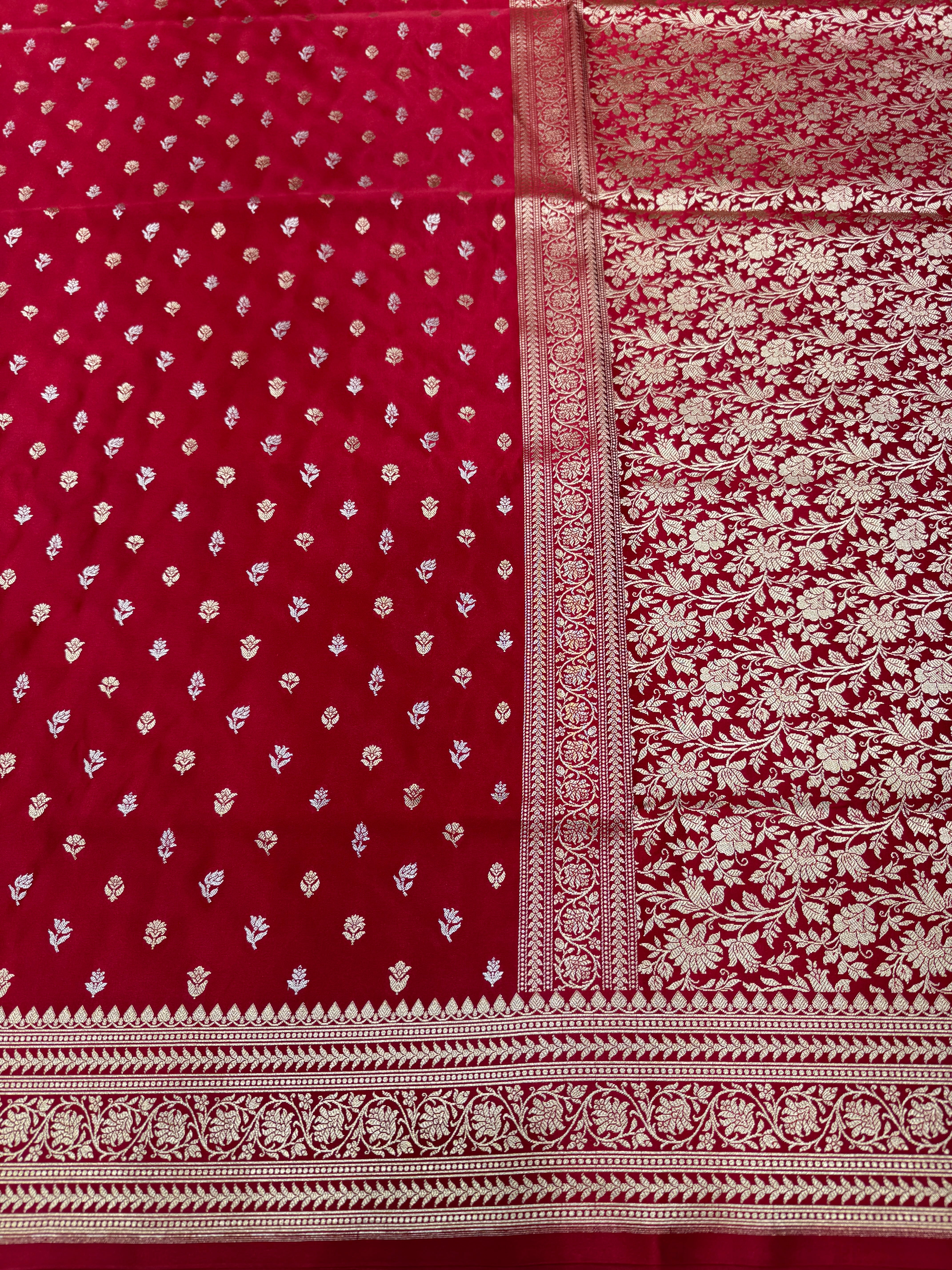 Maroon Sona Rupa Butti Banarasi Silk Saree