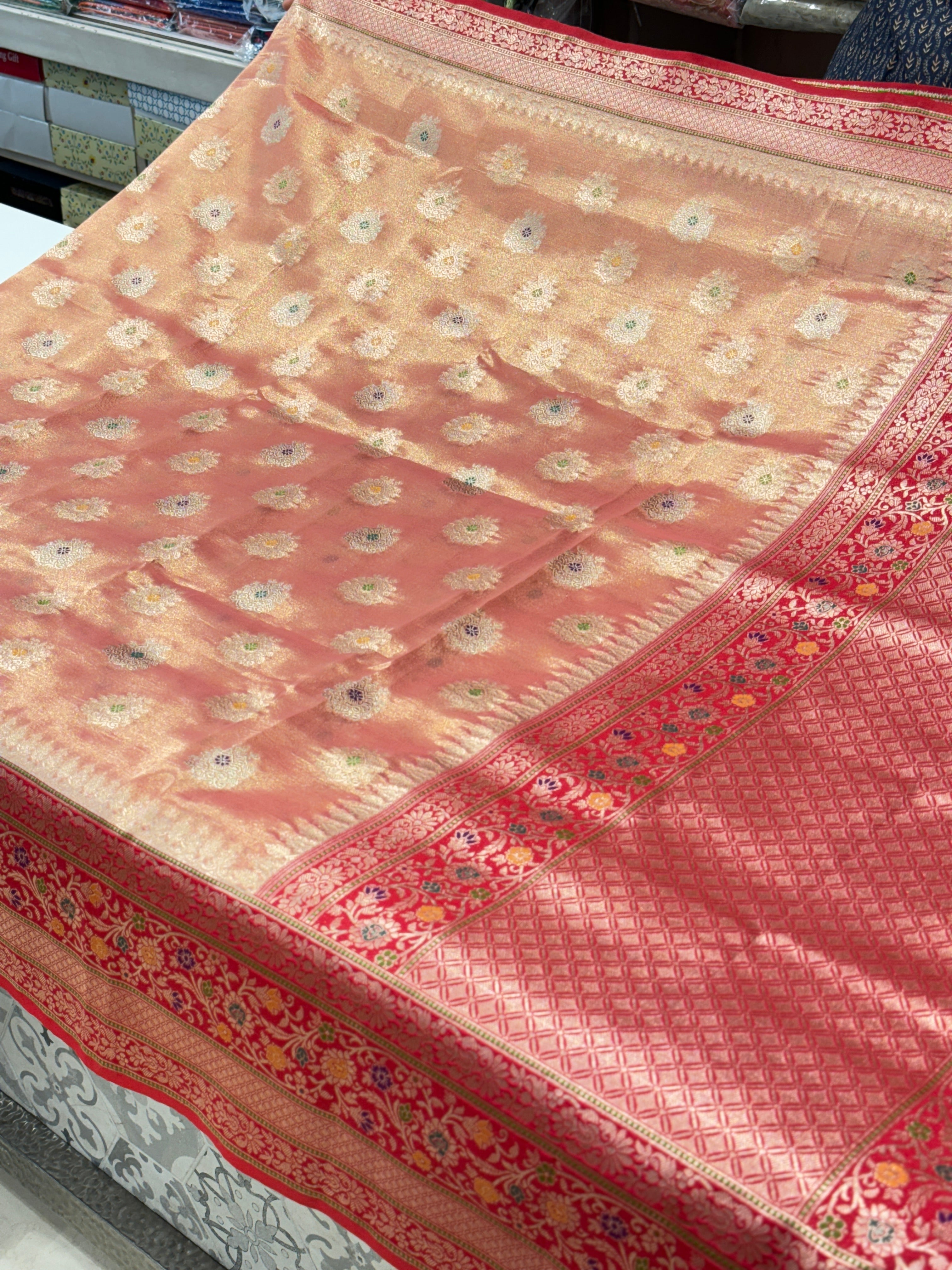 Rani Banarasi Tissue with Silk Border