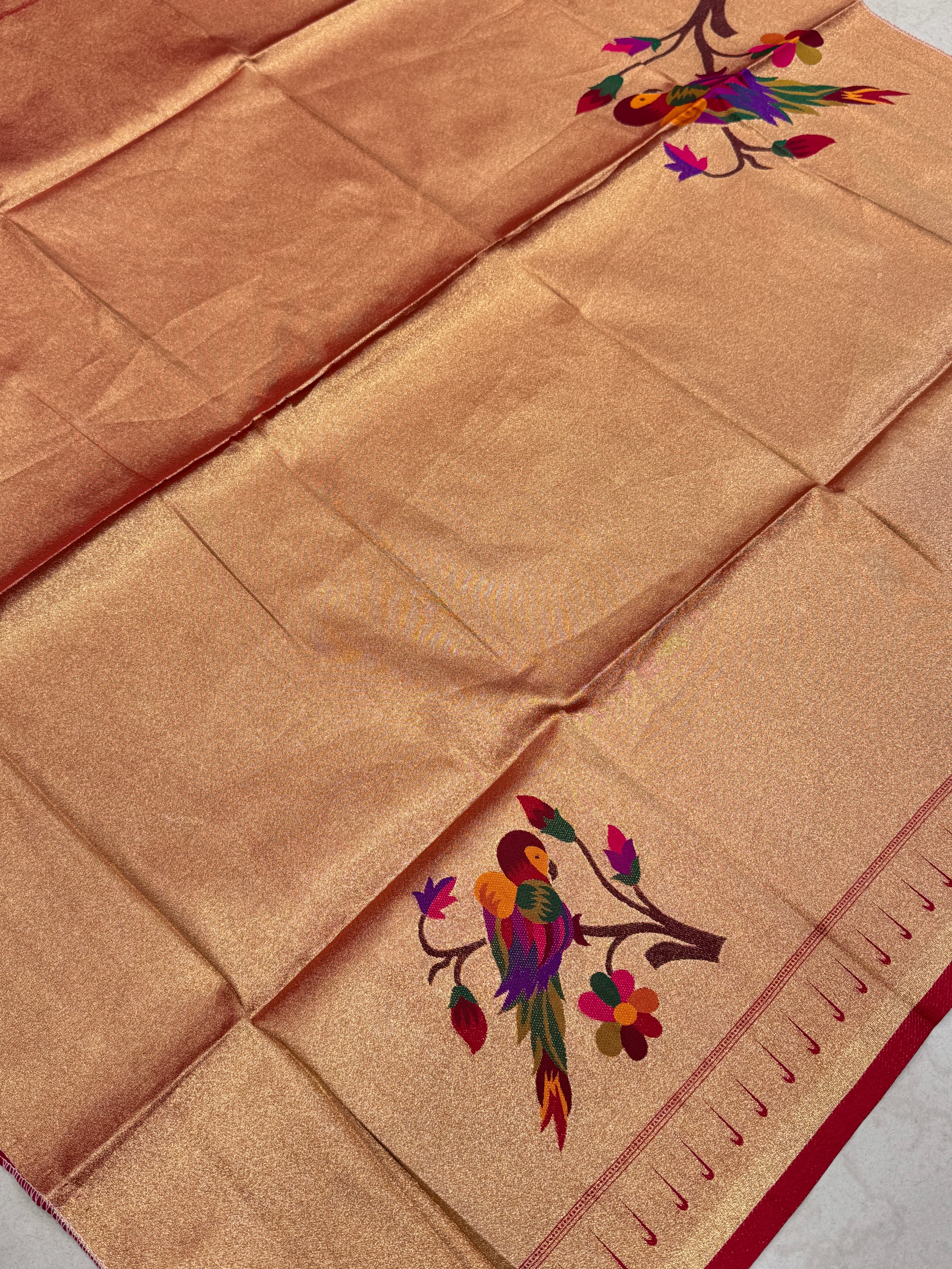 Tissue Paithani Blouse Piece Parrot Motif